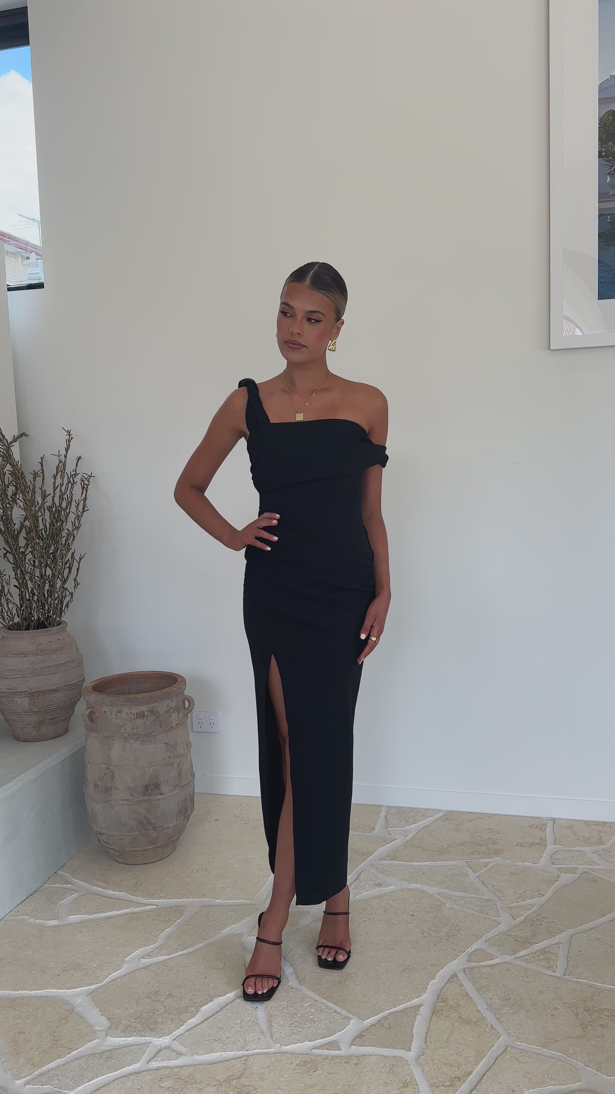 Load video: Gardenia Maxi Dress - Black - Billy J