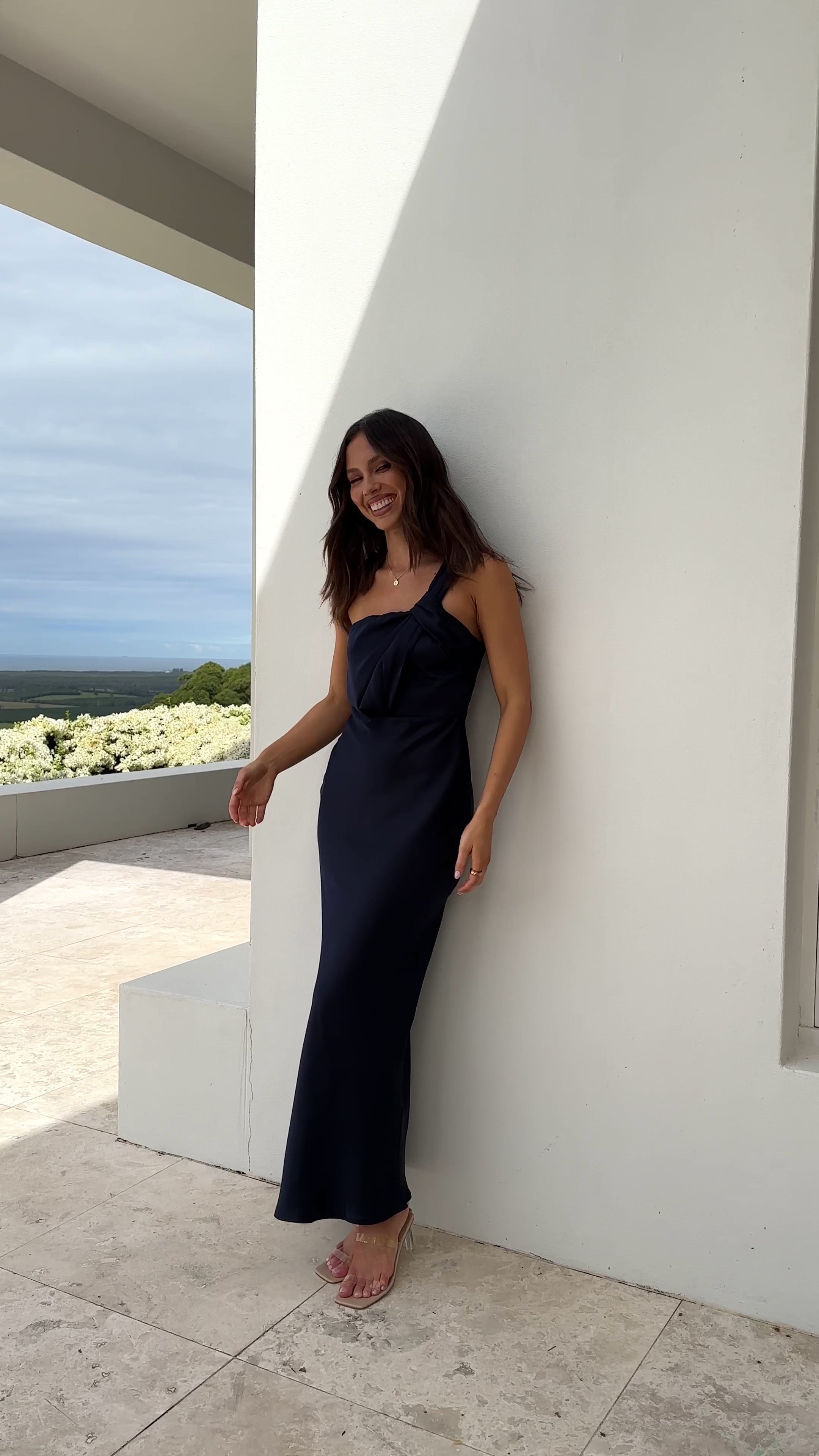 Load video: Greta Maxi Dress - Navy - Billy J