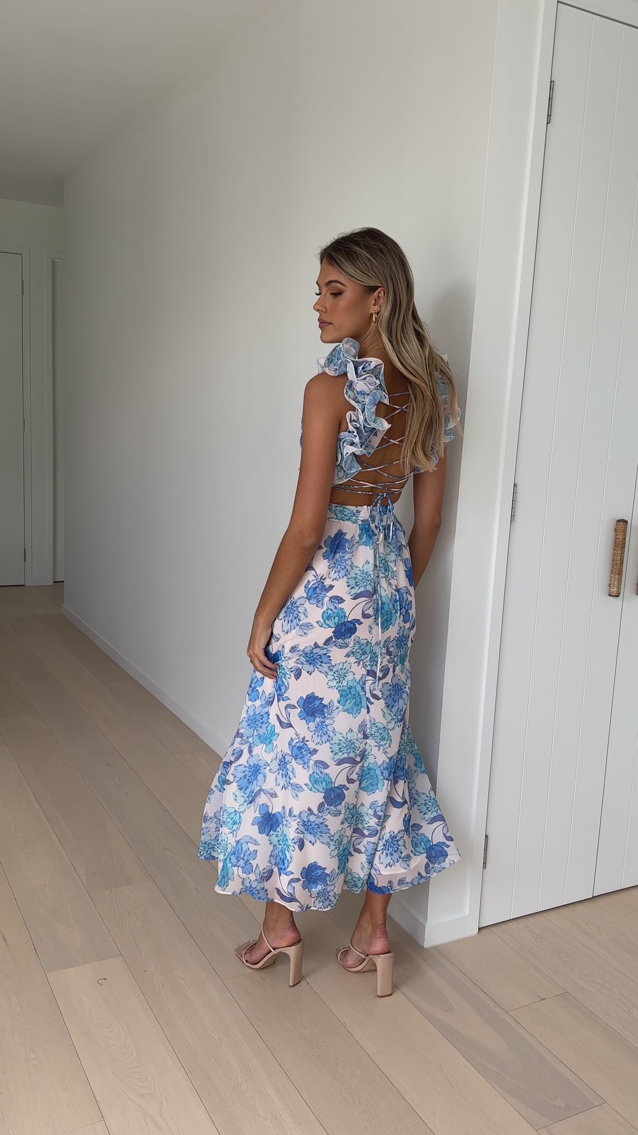 Load video: Galilhai Maxi Dress - Blue Floral - Billy J