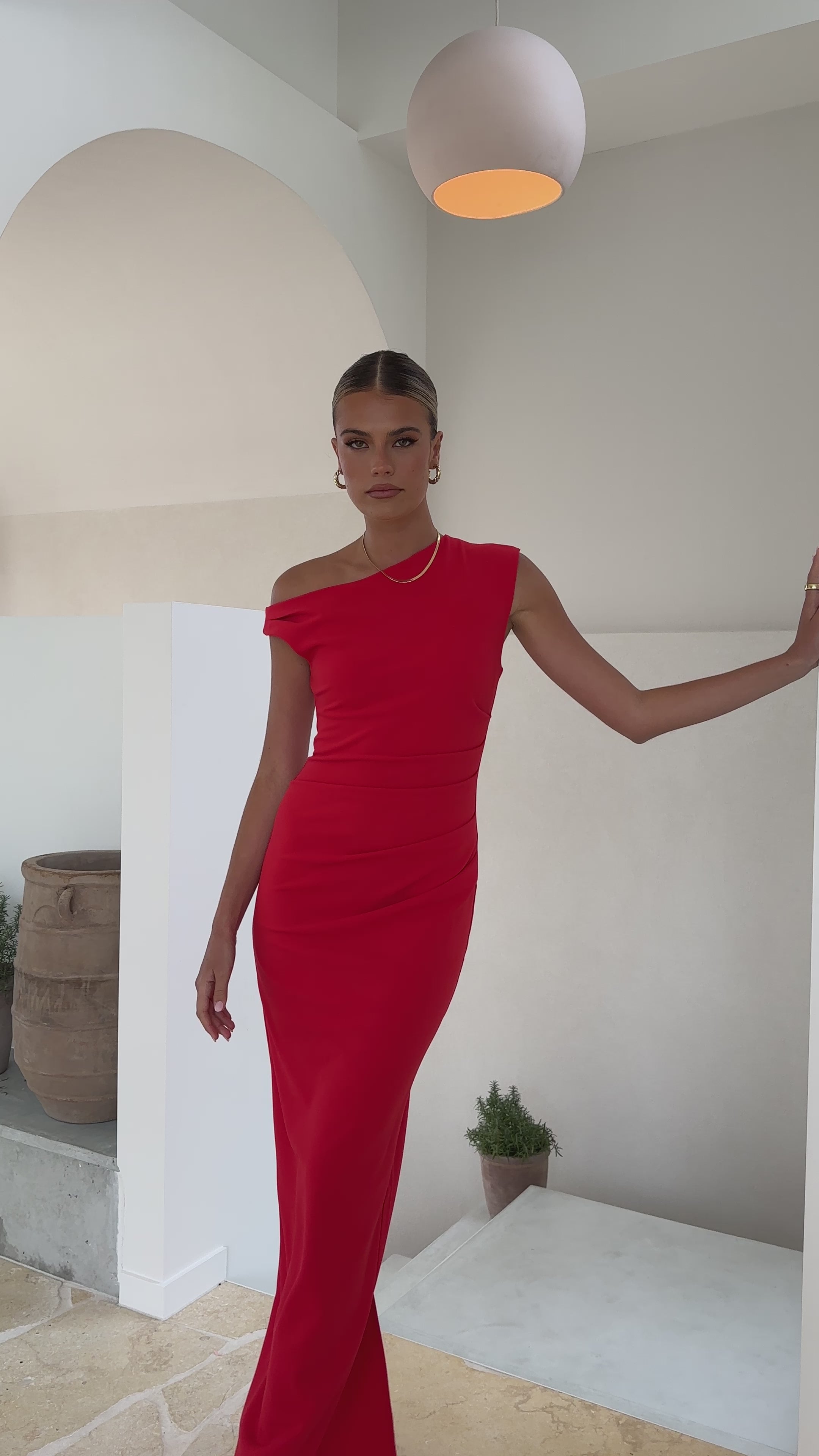 Load video: Lilah Maxi Dress - Red - Billy J