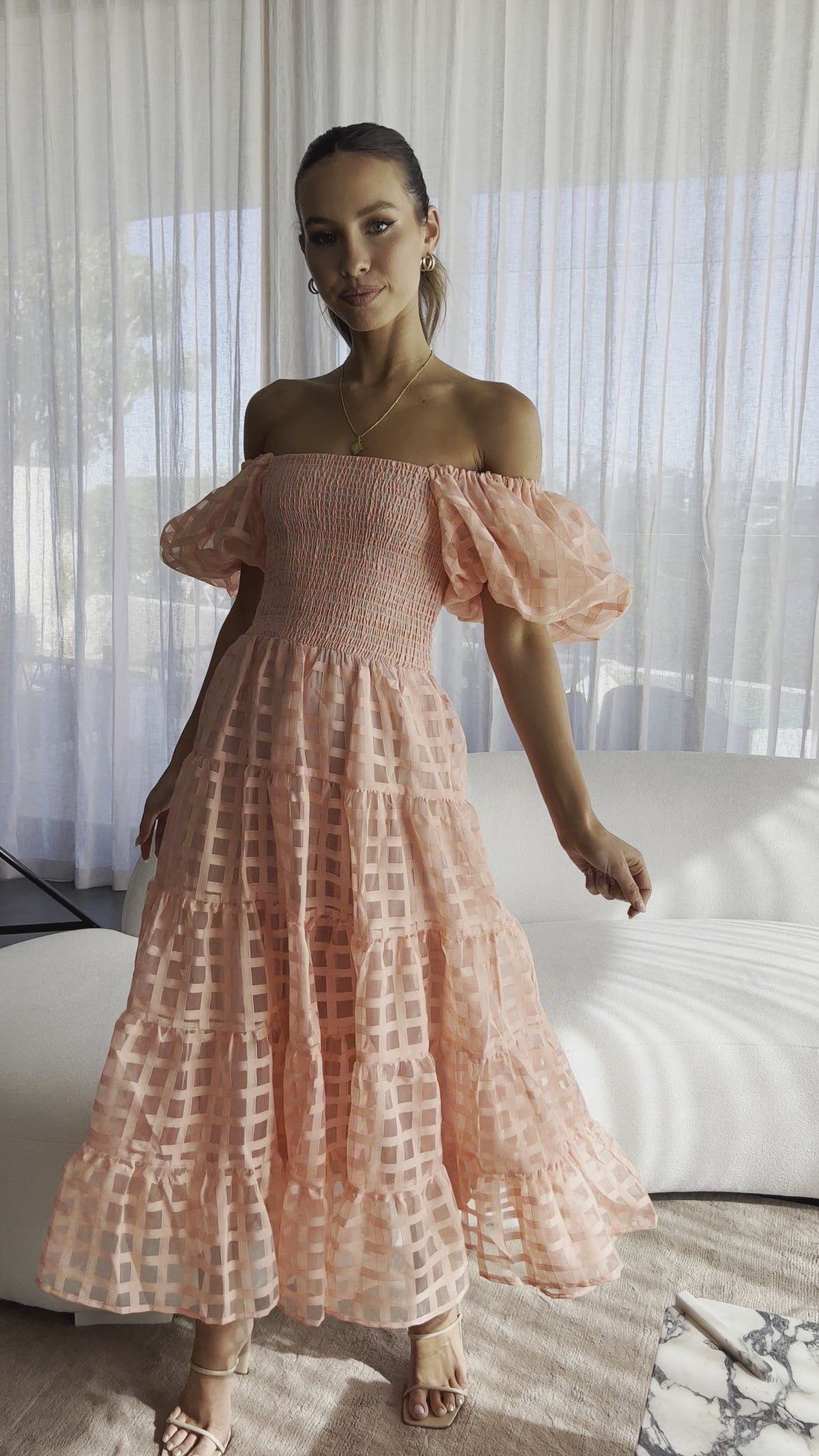 Deemi Maxi Dress - Peach - Billy J
