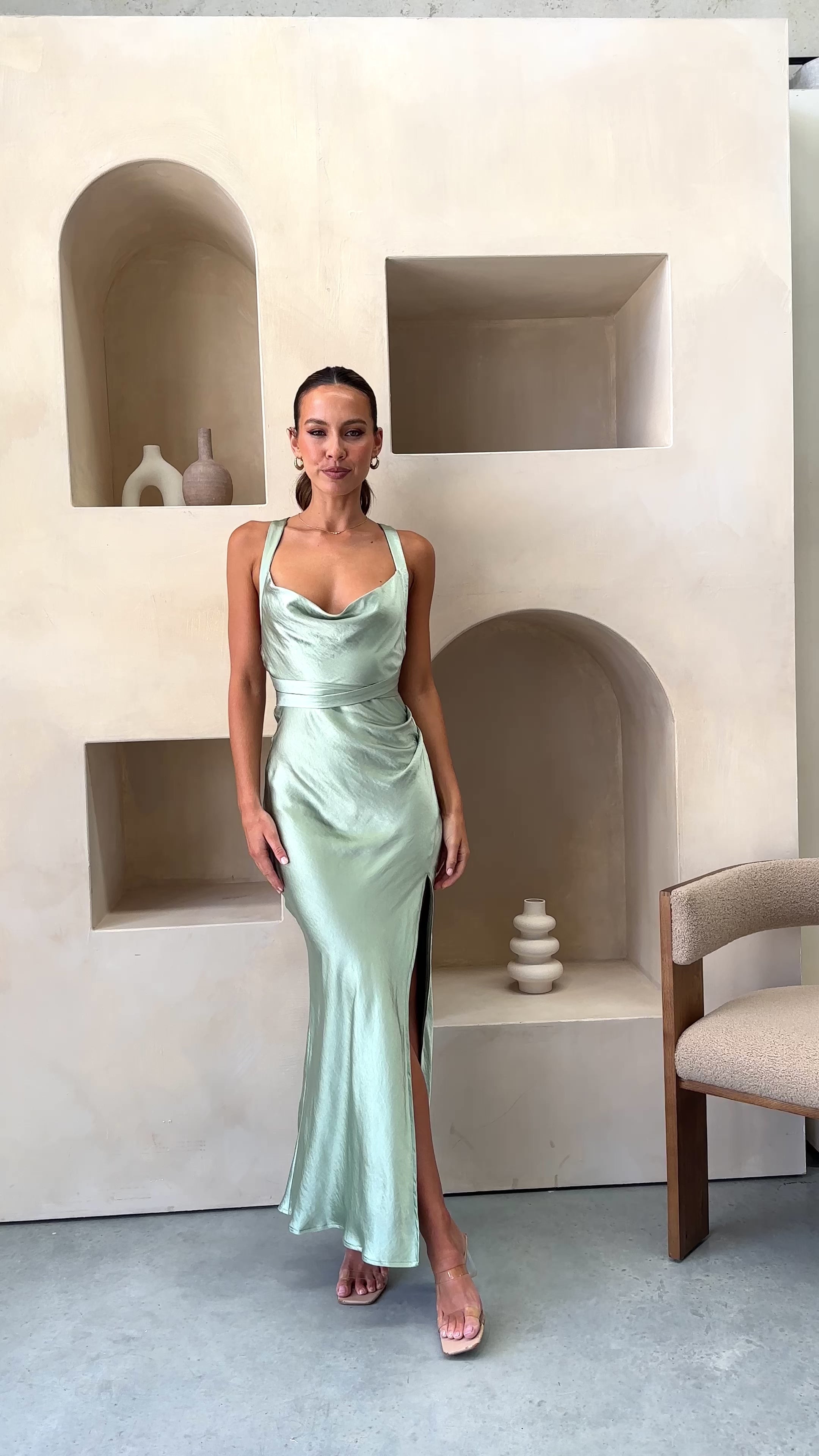 Load video: Zendaya Maxi Dress - Sage - Billy J