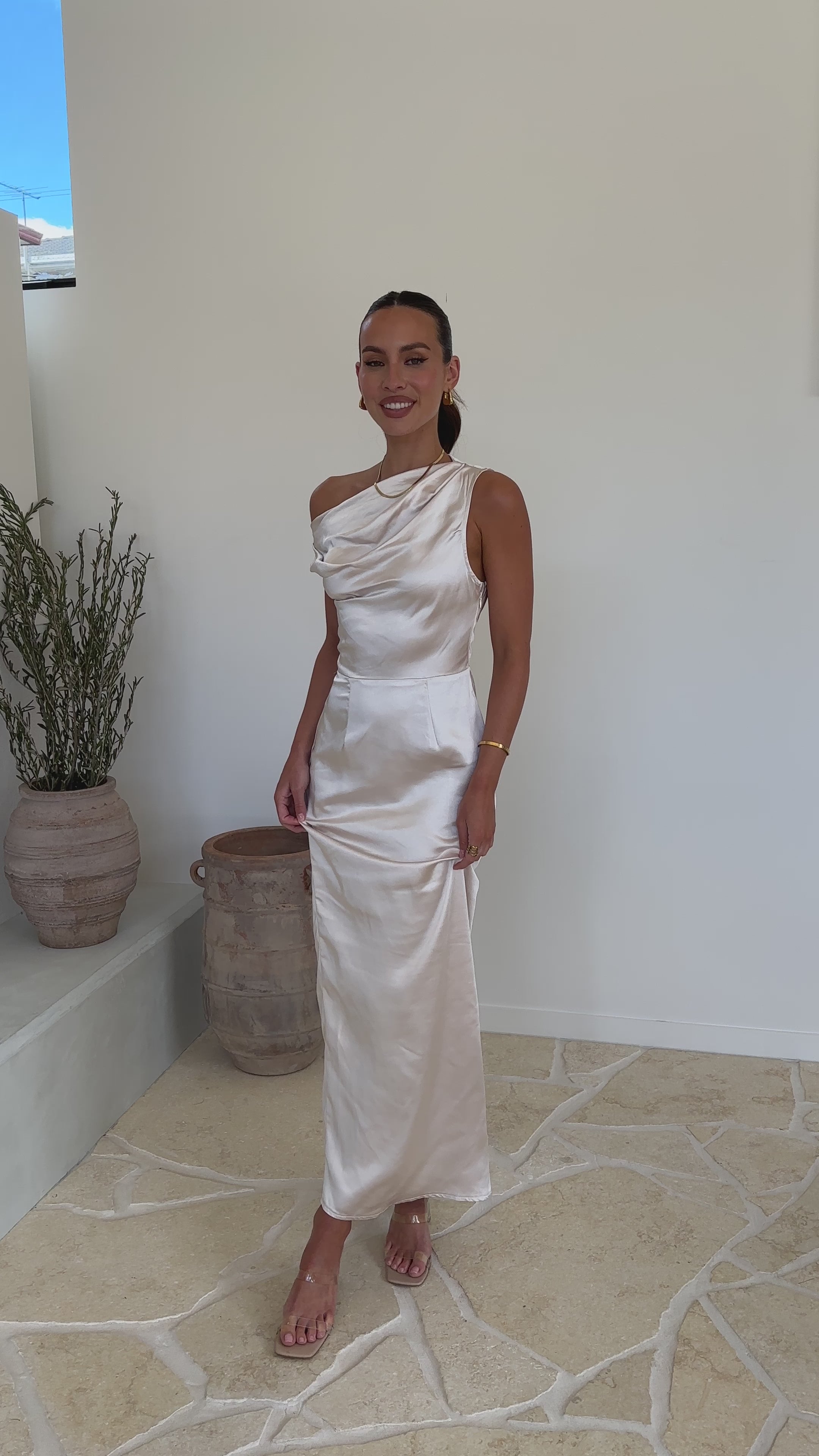 Load video: Harlowe Maxi Dress - Champagne - Billy J