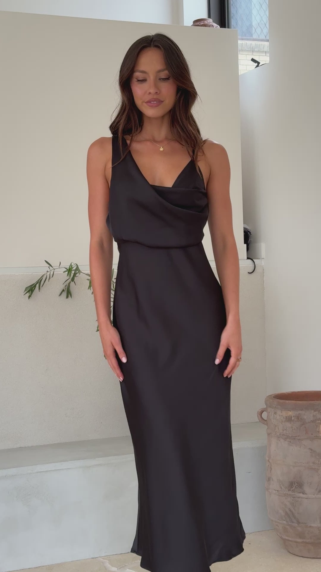 Load video: Audrey Maxi Dress - Black - Billy J