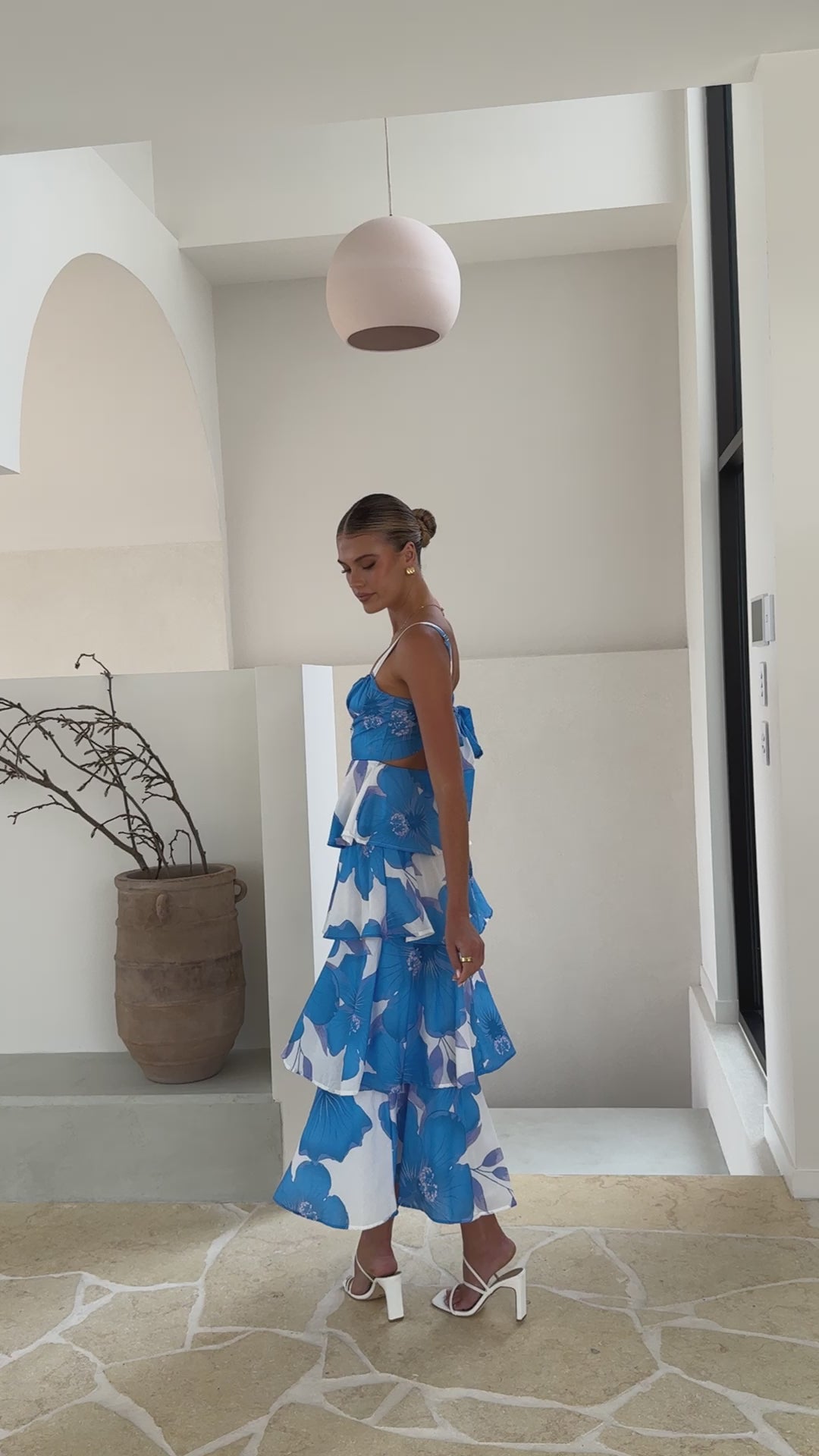Load video: Page Maxi Dress - White / Blue Floral - Billy J