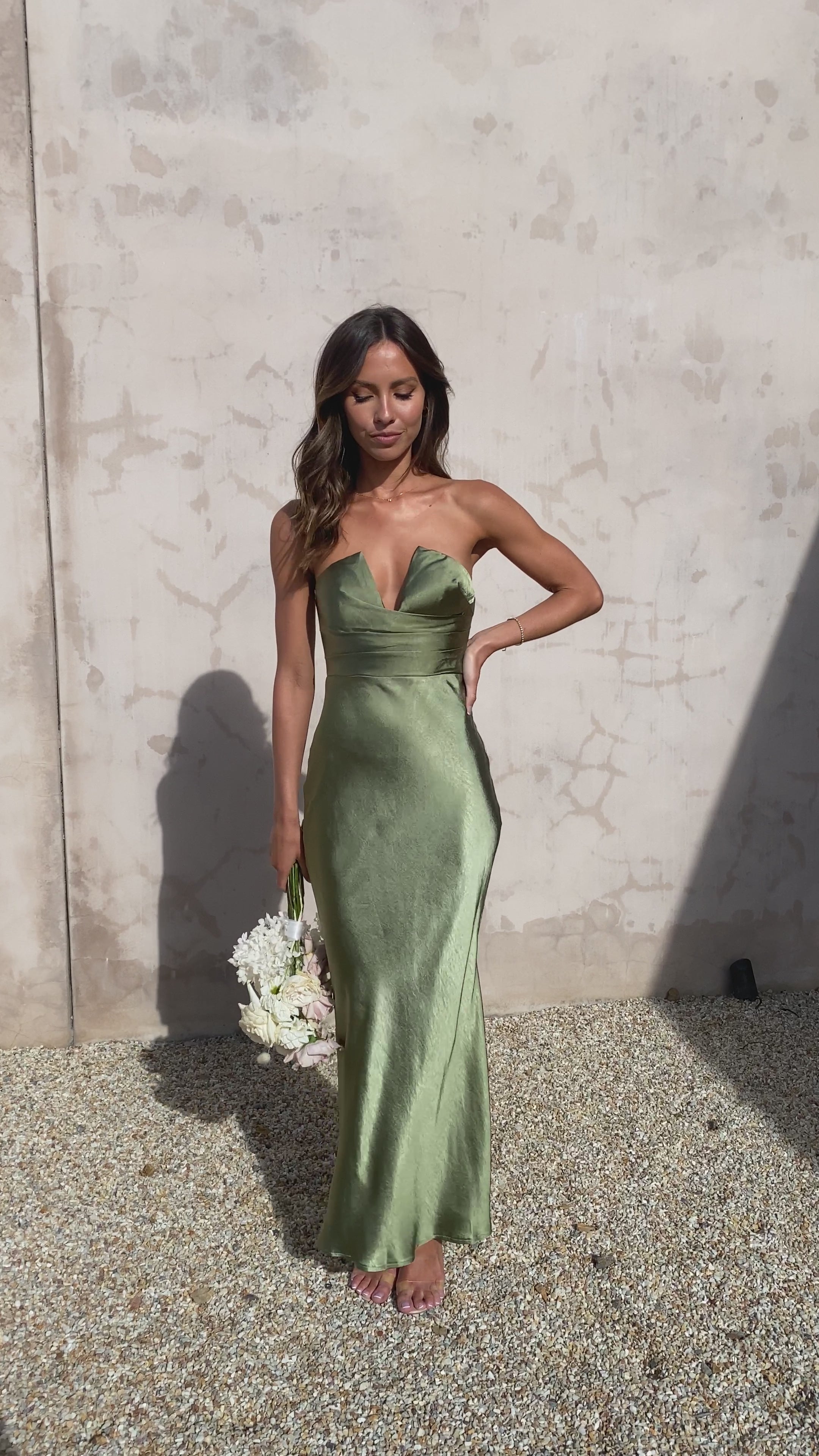 Load video: Valerie Maxi Dress - Olive - Billy J