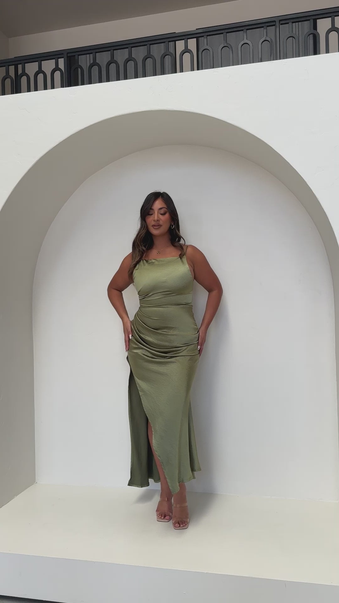 Load video: Ava Maxi Dress - Olive - Billy J