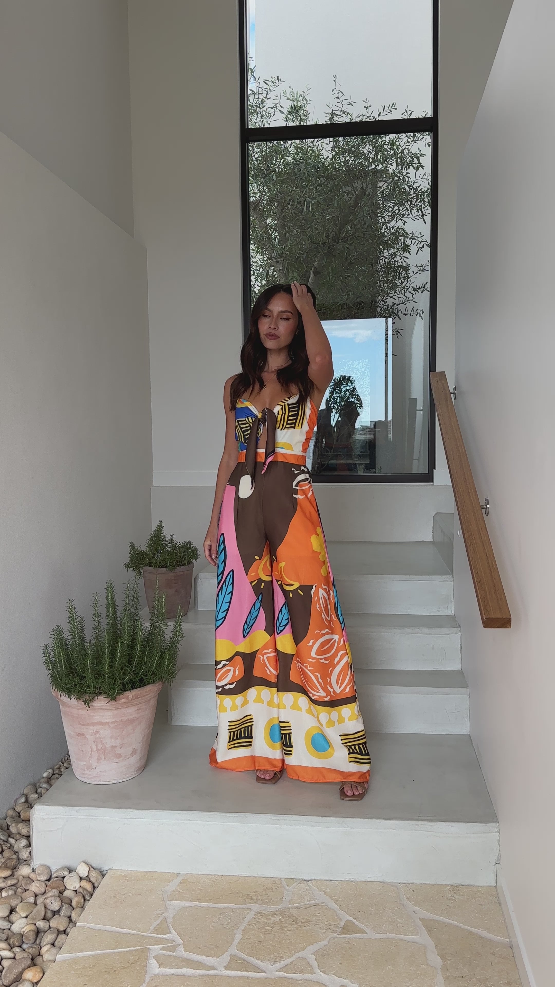 Load video: Teresa Jumpsuit - Brown/Orange - Billy J