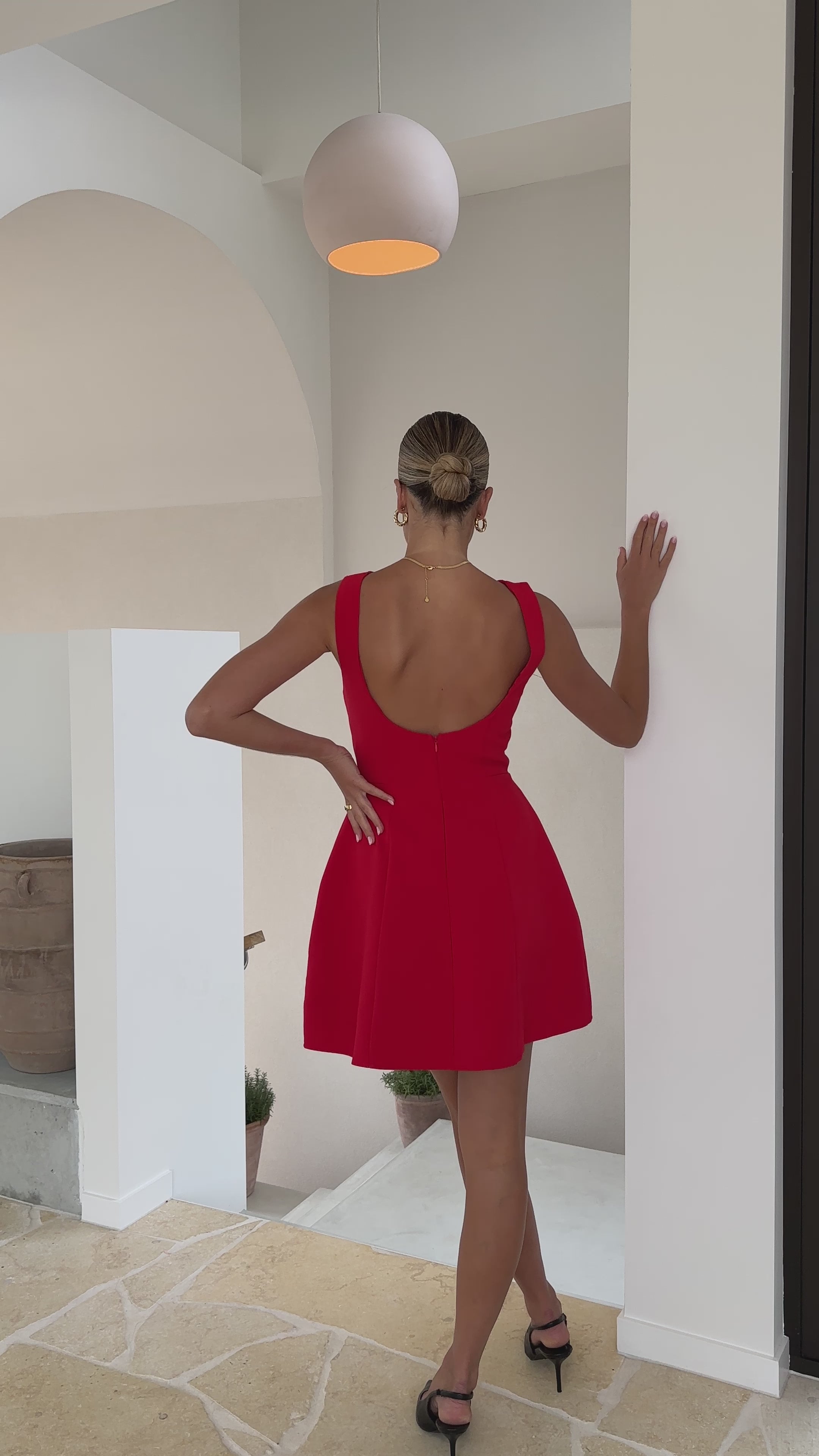Load video: Rafiki Mini Dress - Red - Billy J