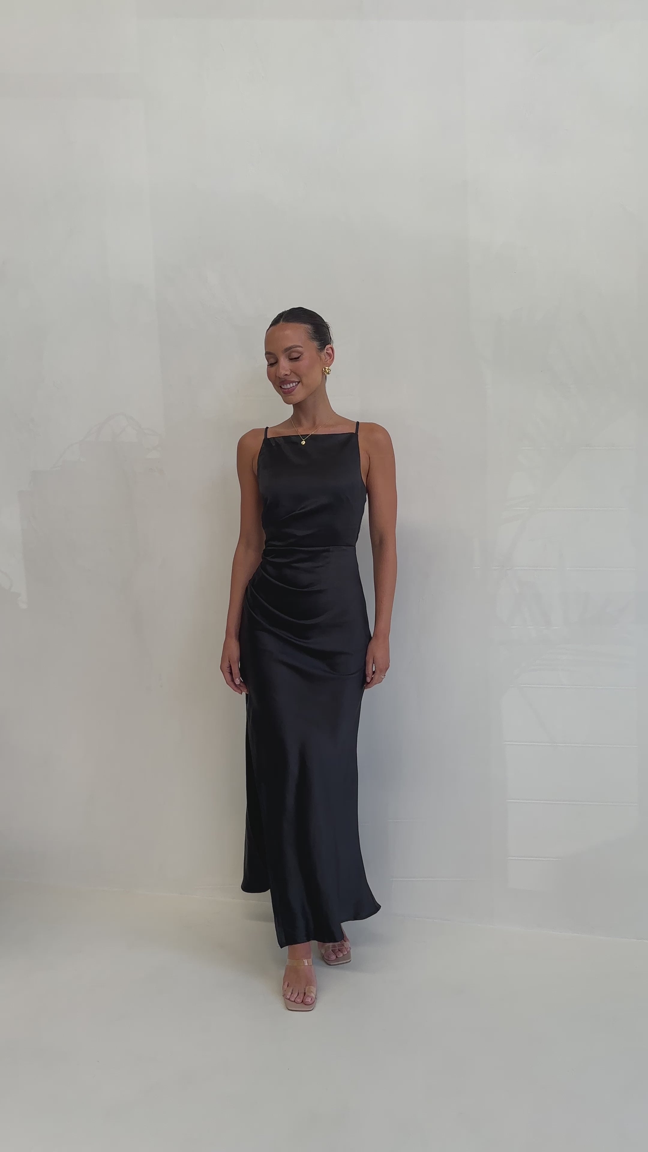Load video: Ava Maxi Dress - Black - Billy J