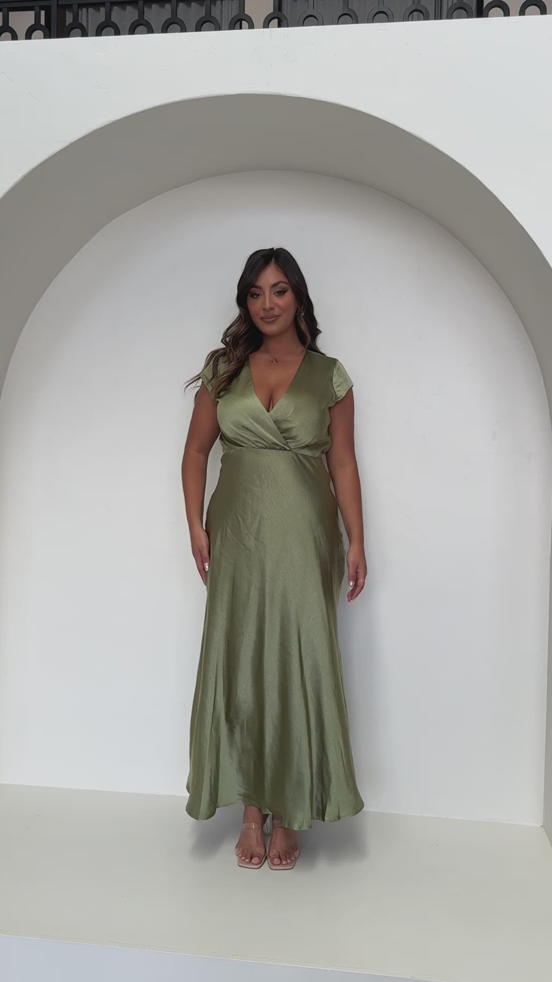 Load video: Selma Maxi Dress - Olive - Billy J