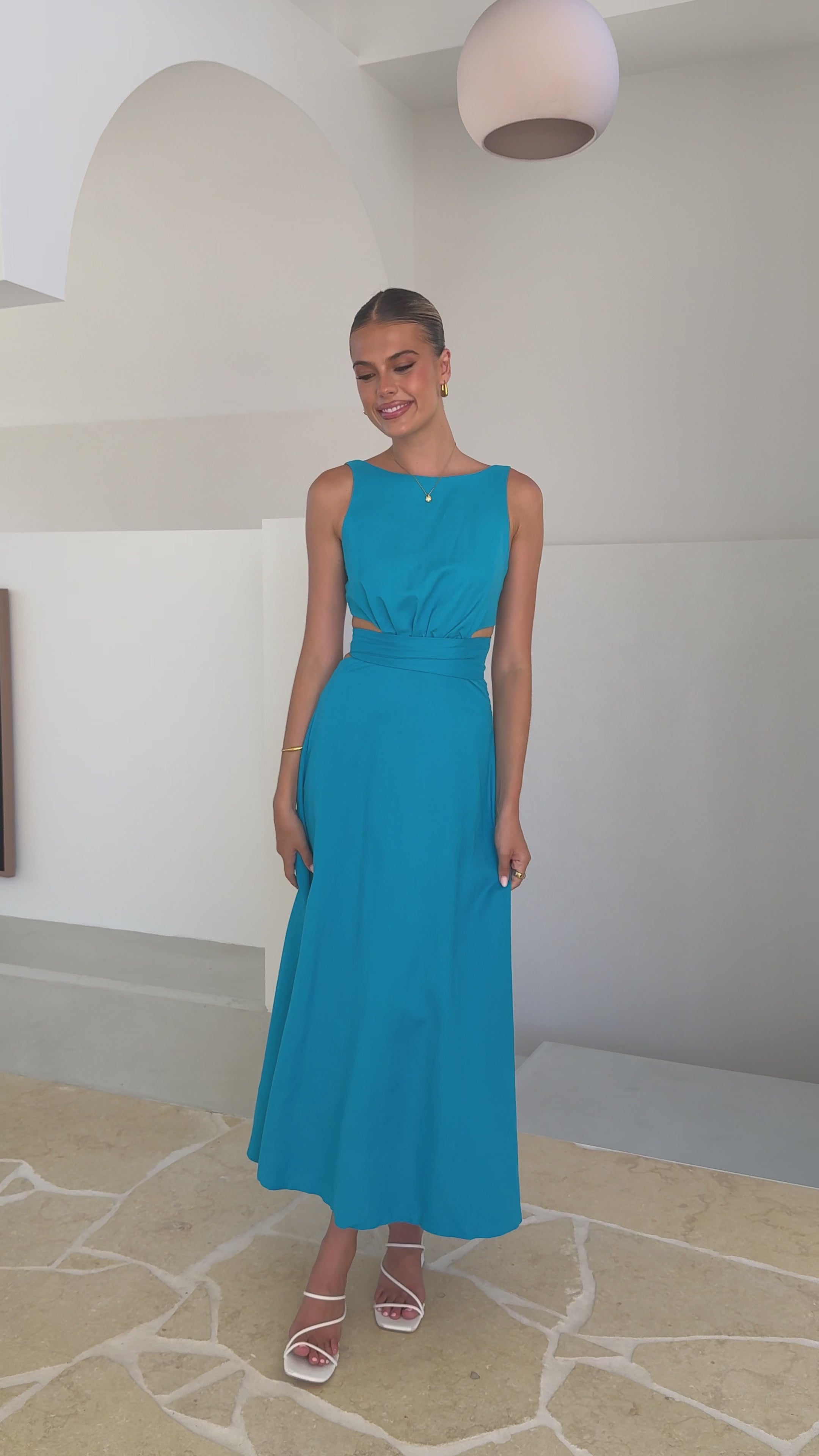Load video: Kimberley Maxi Dress - Blue - Billy J