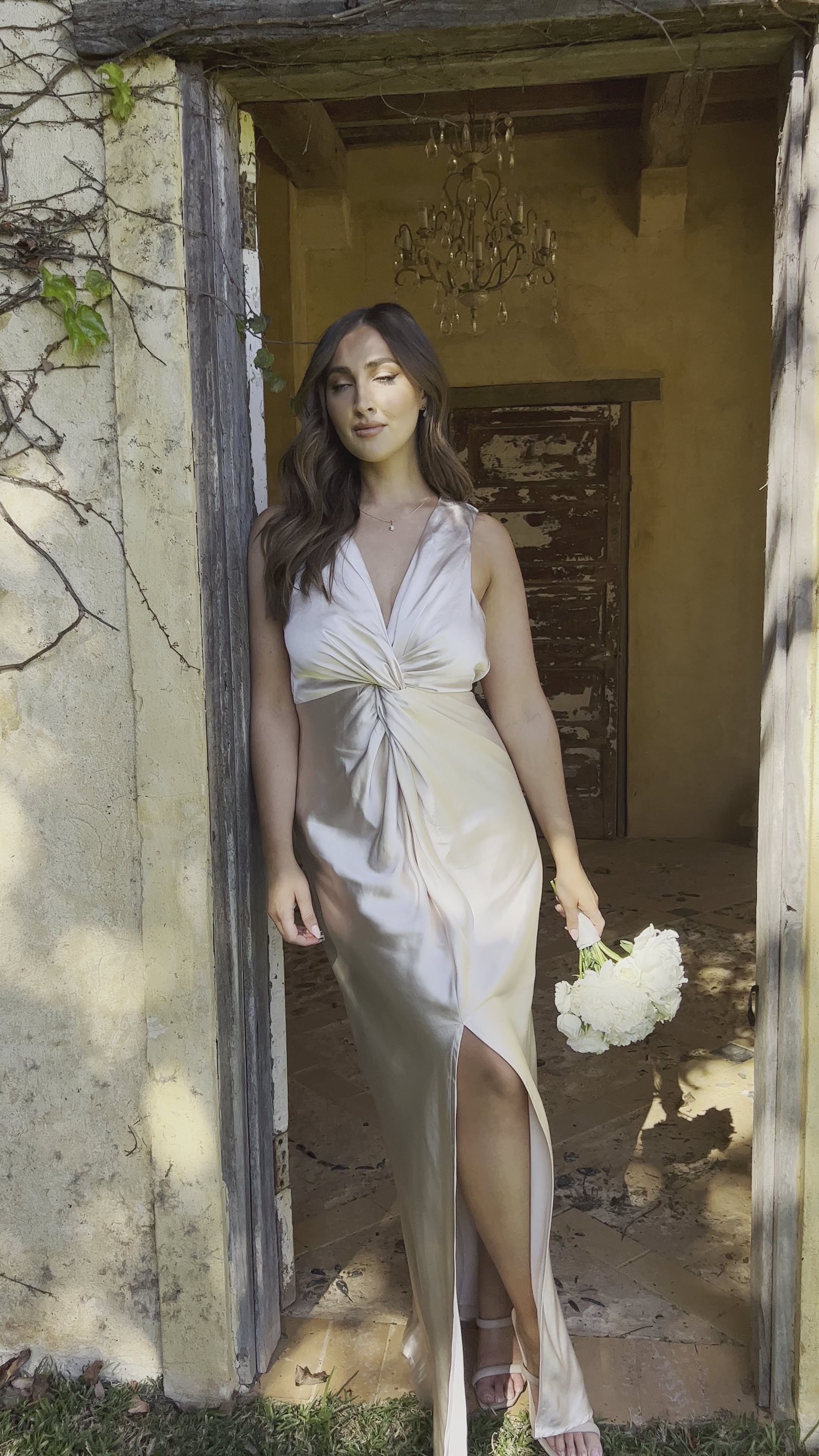 Load video: Lucia Maxi Dress - Champagne - Billy J