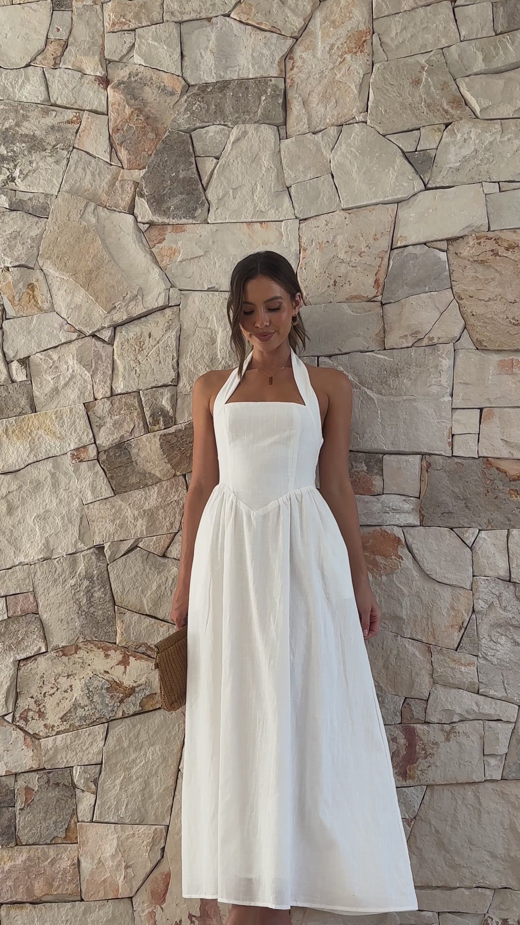 Load video: Caden Maxi Dress - White - Billy J