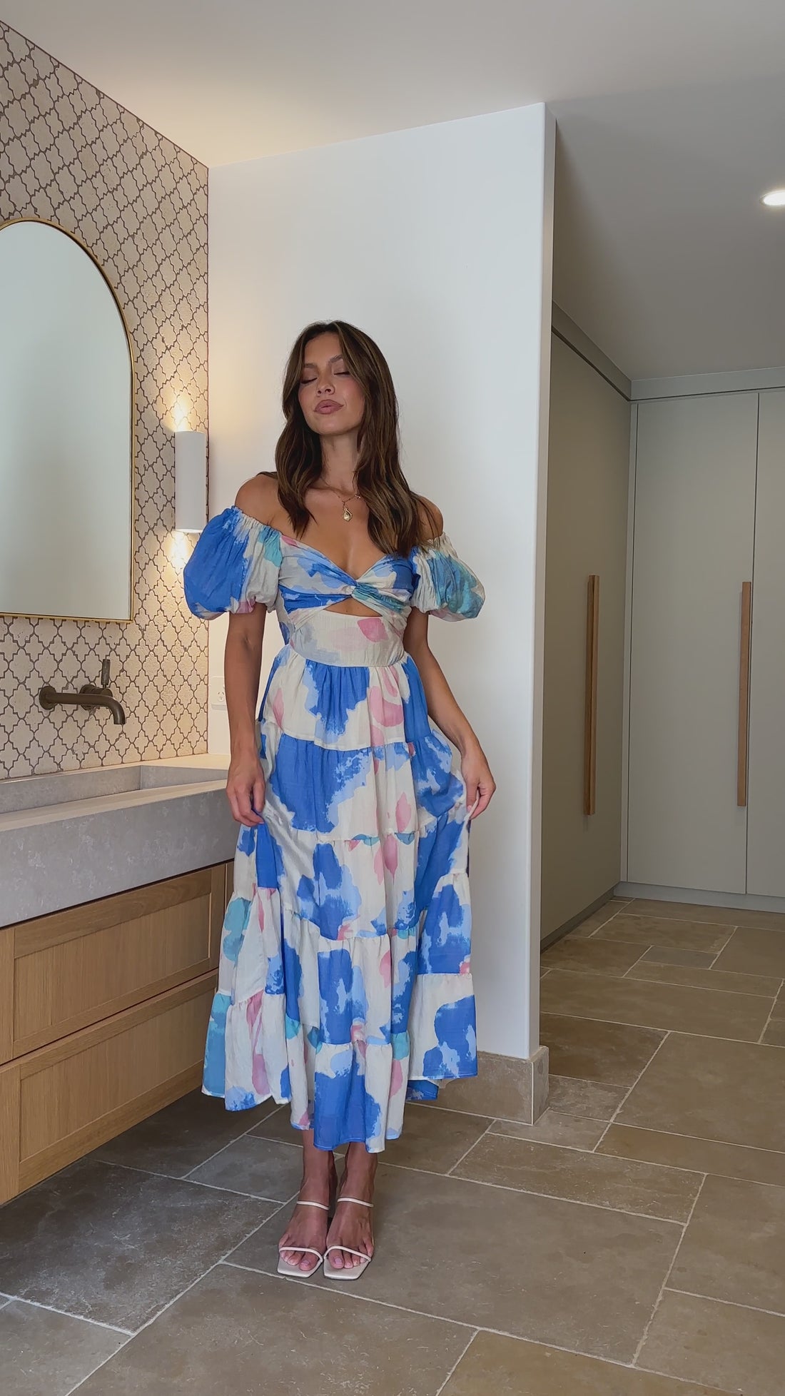 Coral Maxi Dress - Blue Floral - Billy J