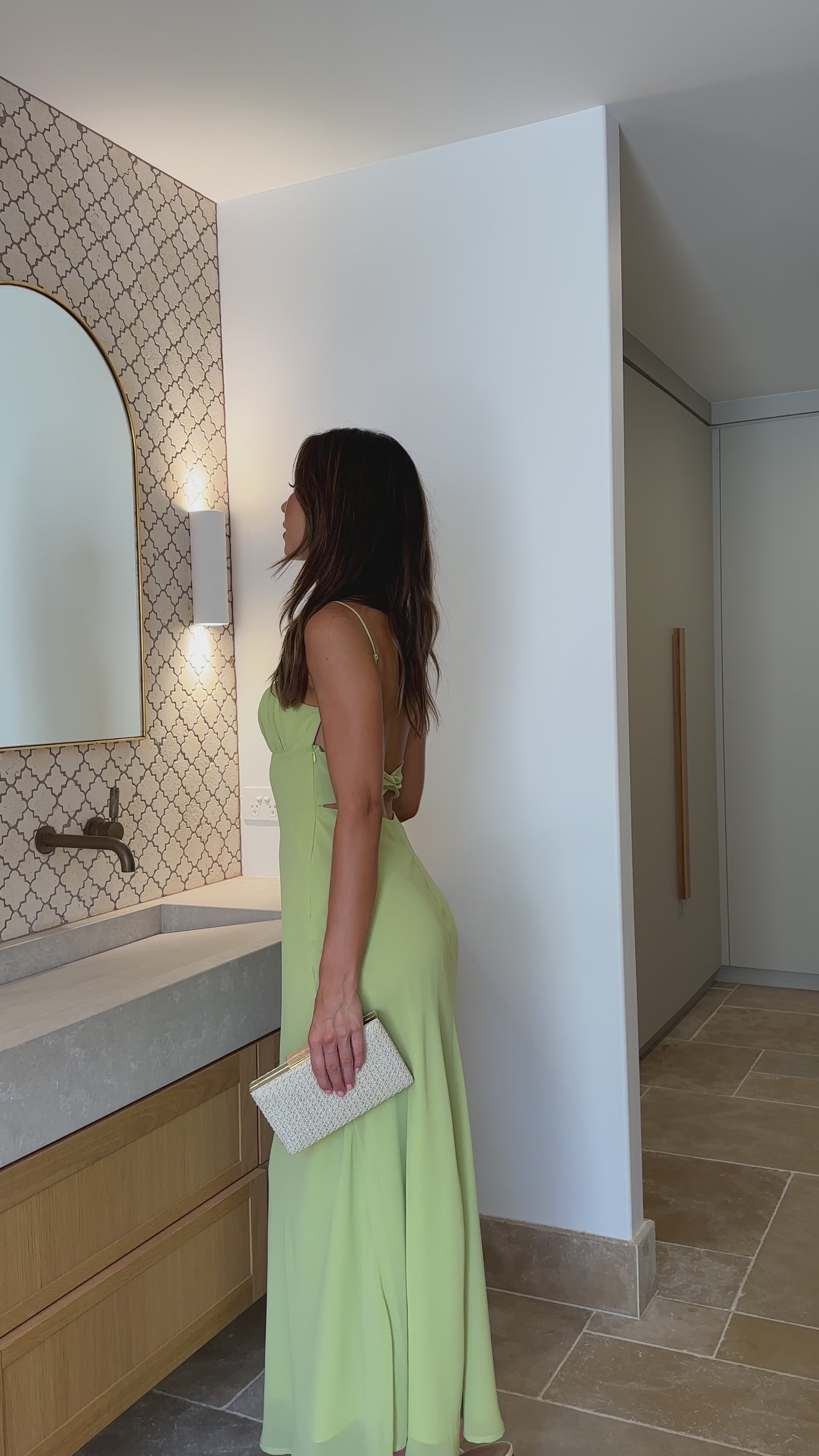 Load video: Margie Midi Dress - Lime - Billy J