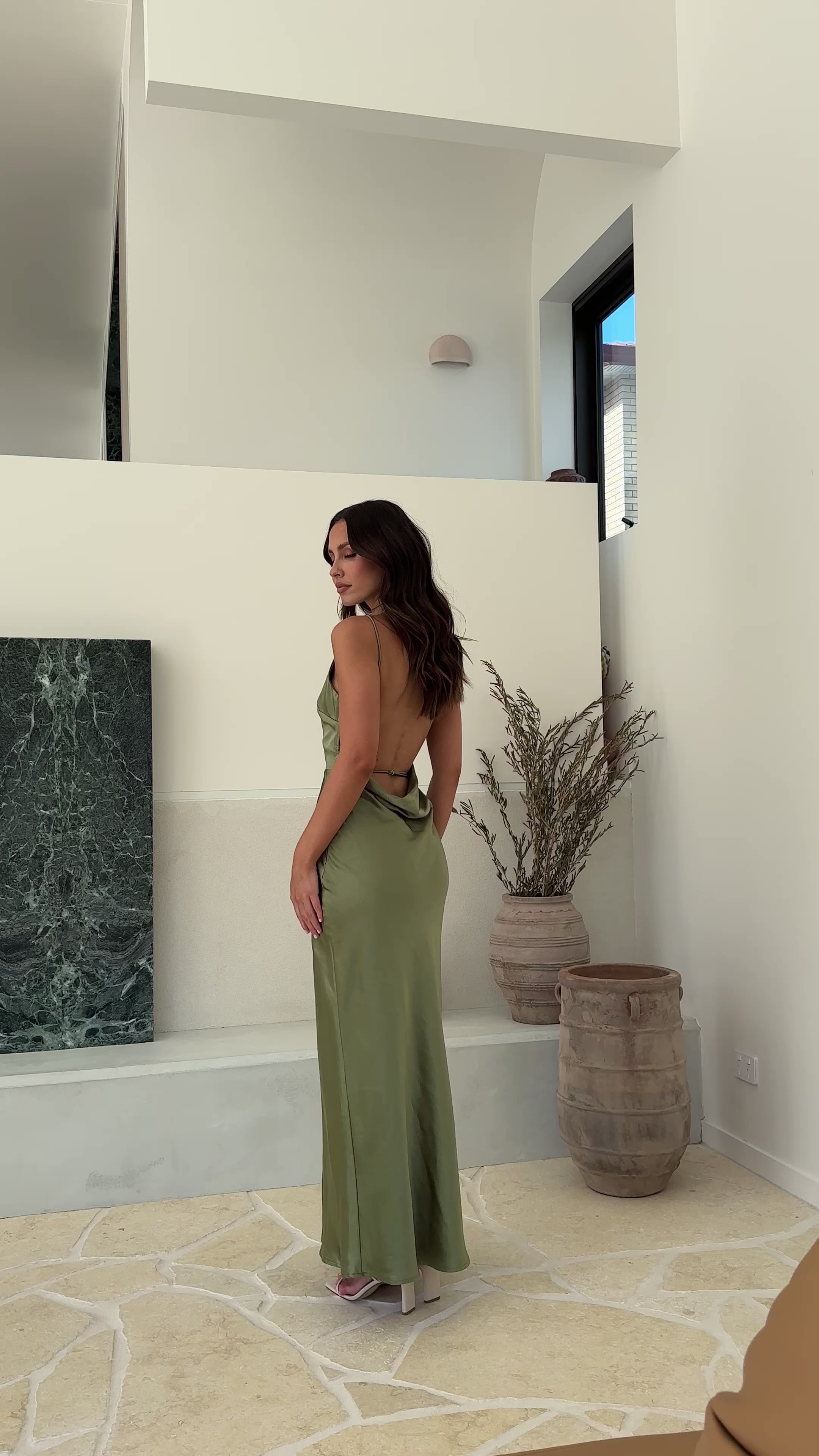 Load video: Sia Maxi Dress - Olive - Billy J