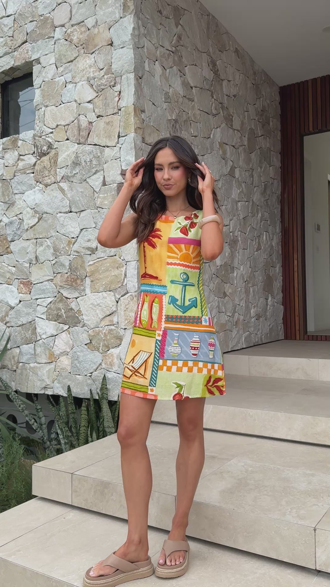Load video: Ceridwen Mini Dress - Ashna Print - Billy J