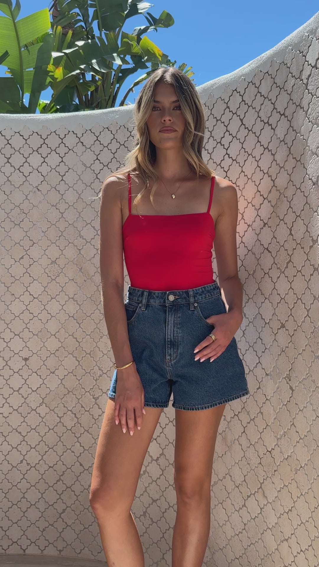 Load video: Amos Bodysuit - Red - Billy J