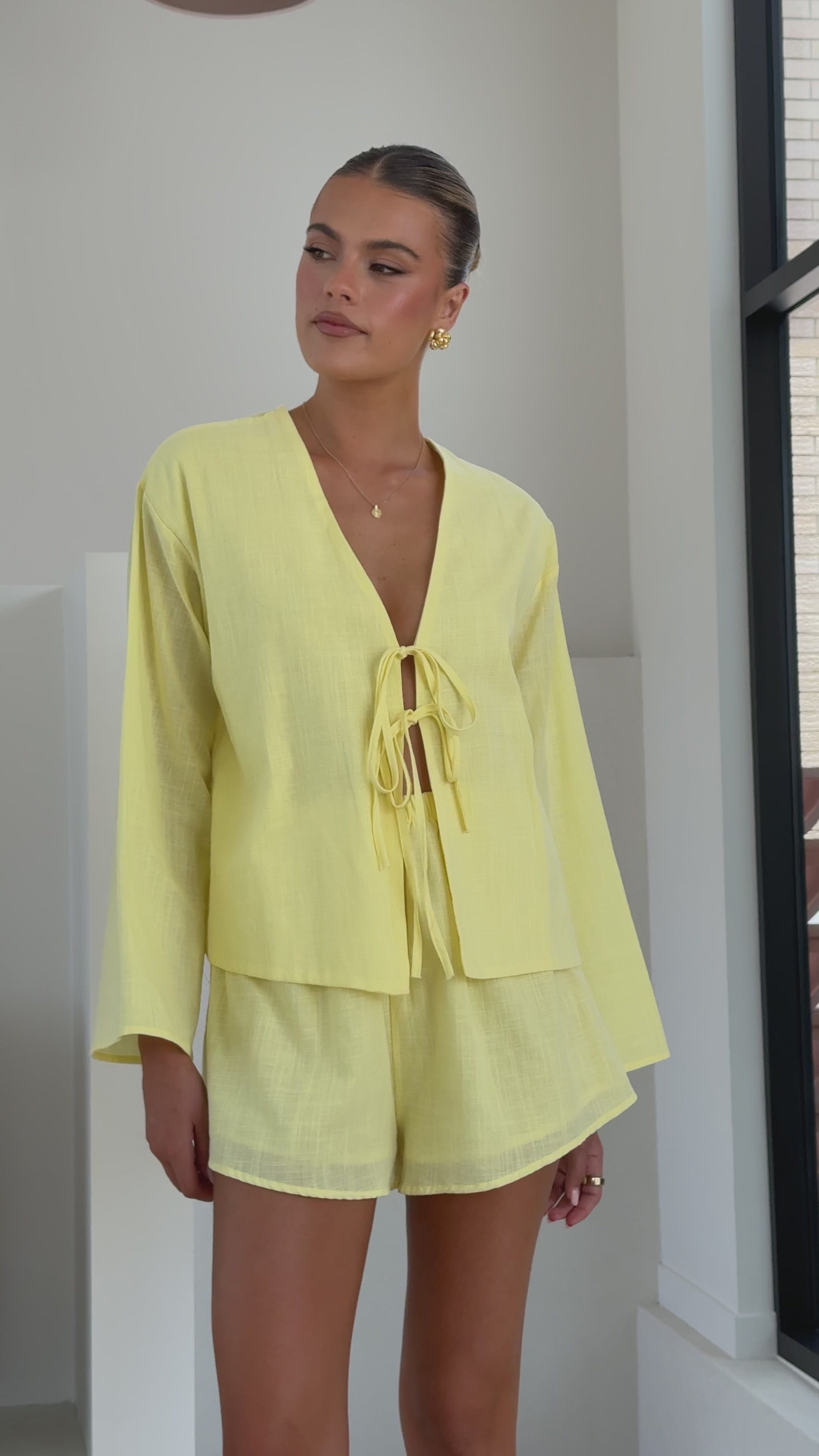Load video: Iveena Top and Shorts Set - Yellow - Billy J