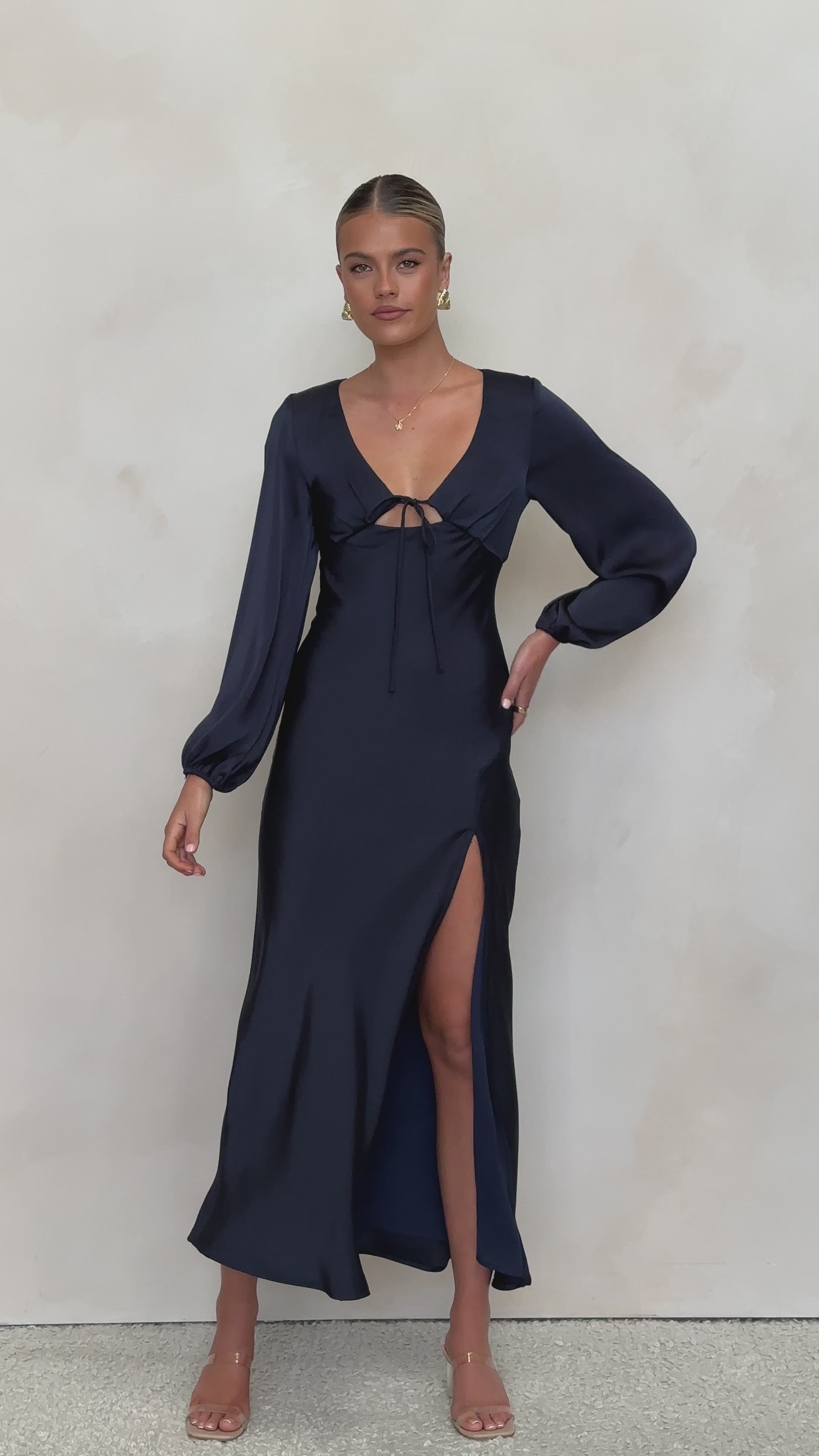Load video: Brigitte Maxi Dress - Navy - Billy J