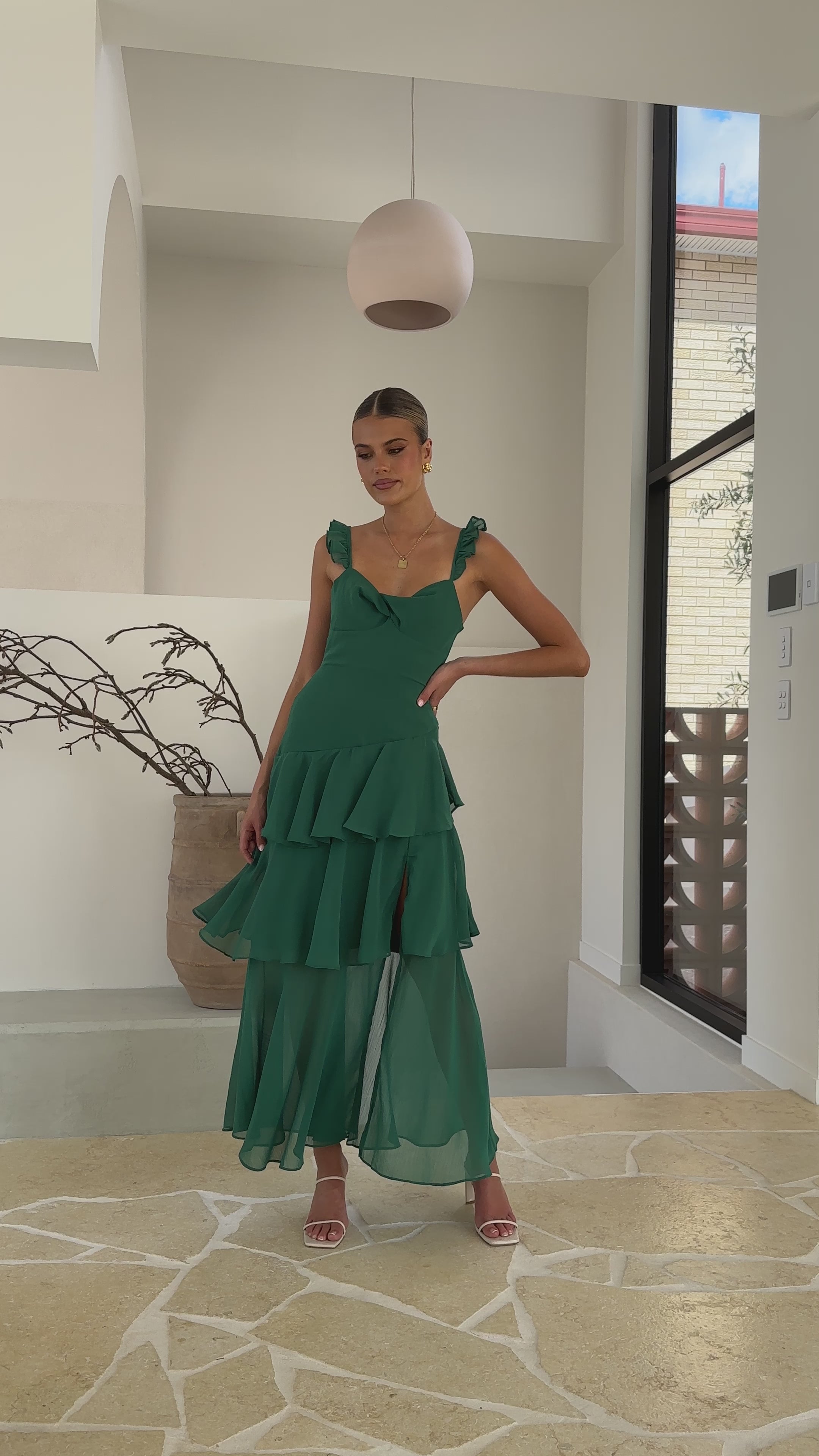 Load video: Achelle Maxi Dress - Forest Green - Billy J