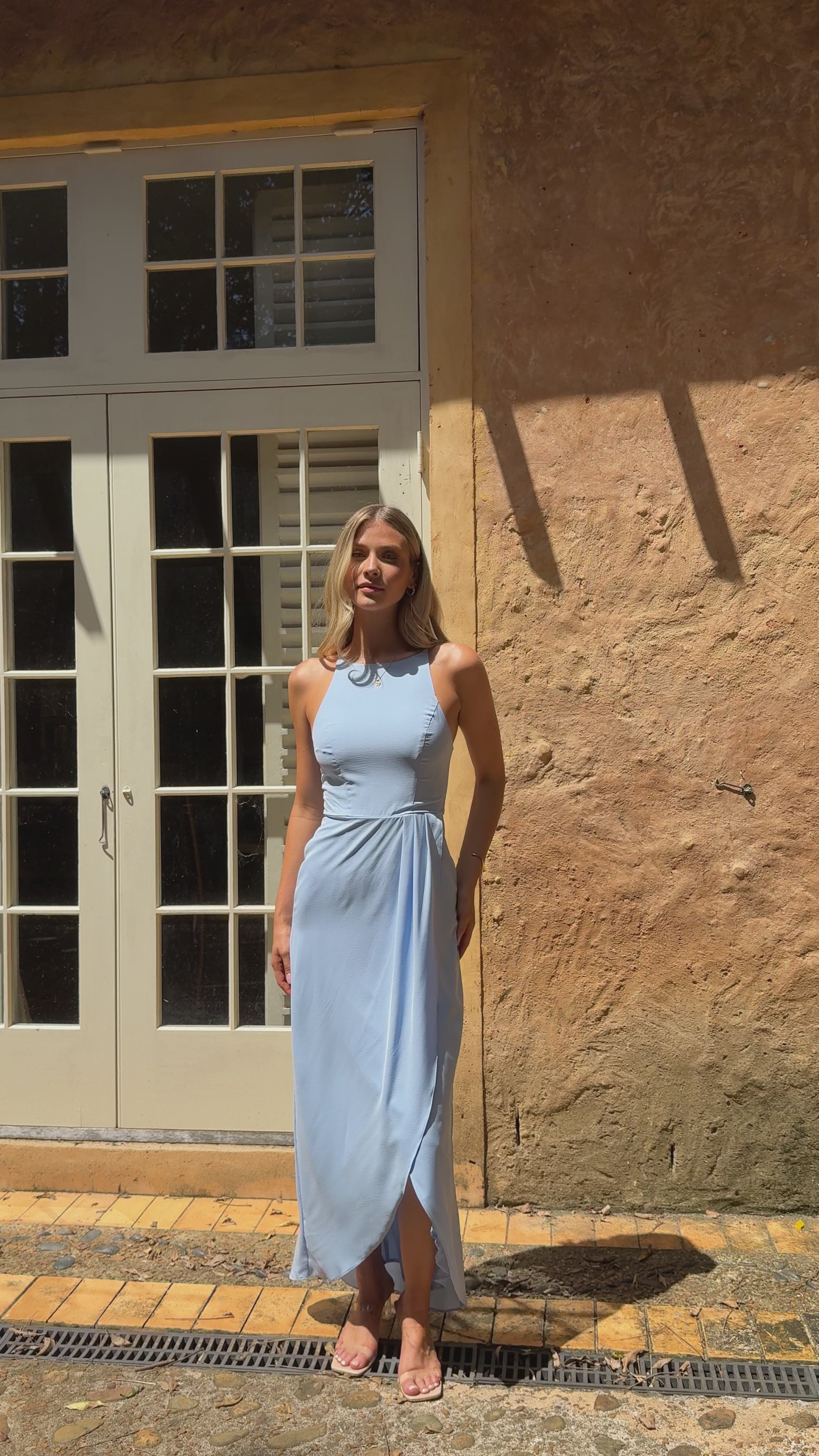 Load video: Genevieve Boat Neck Maxi Dress - Blue - Billy J
