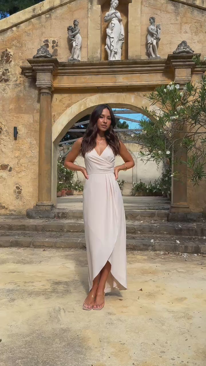 Load video: Pamela V Neck Maxi Dress - Ivory - Billy J