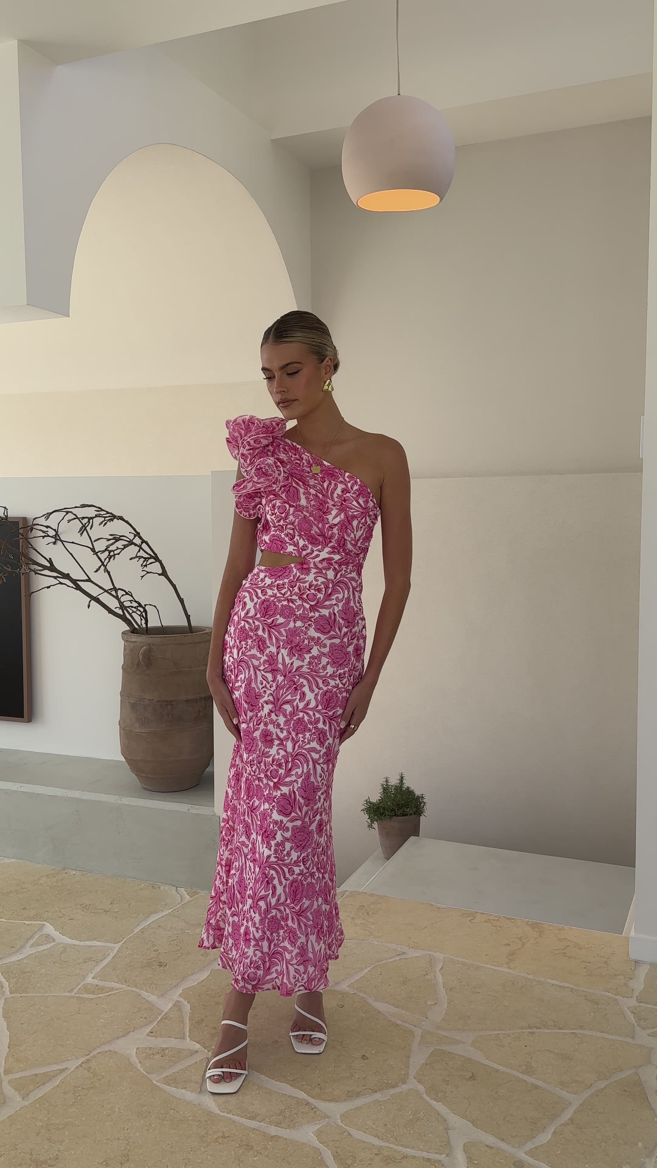 Load video: Amina Maxi Dress - Pink Floral - Billy J