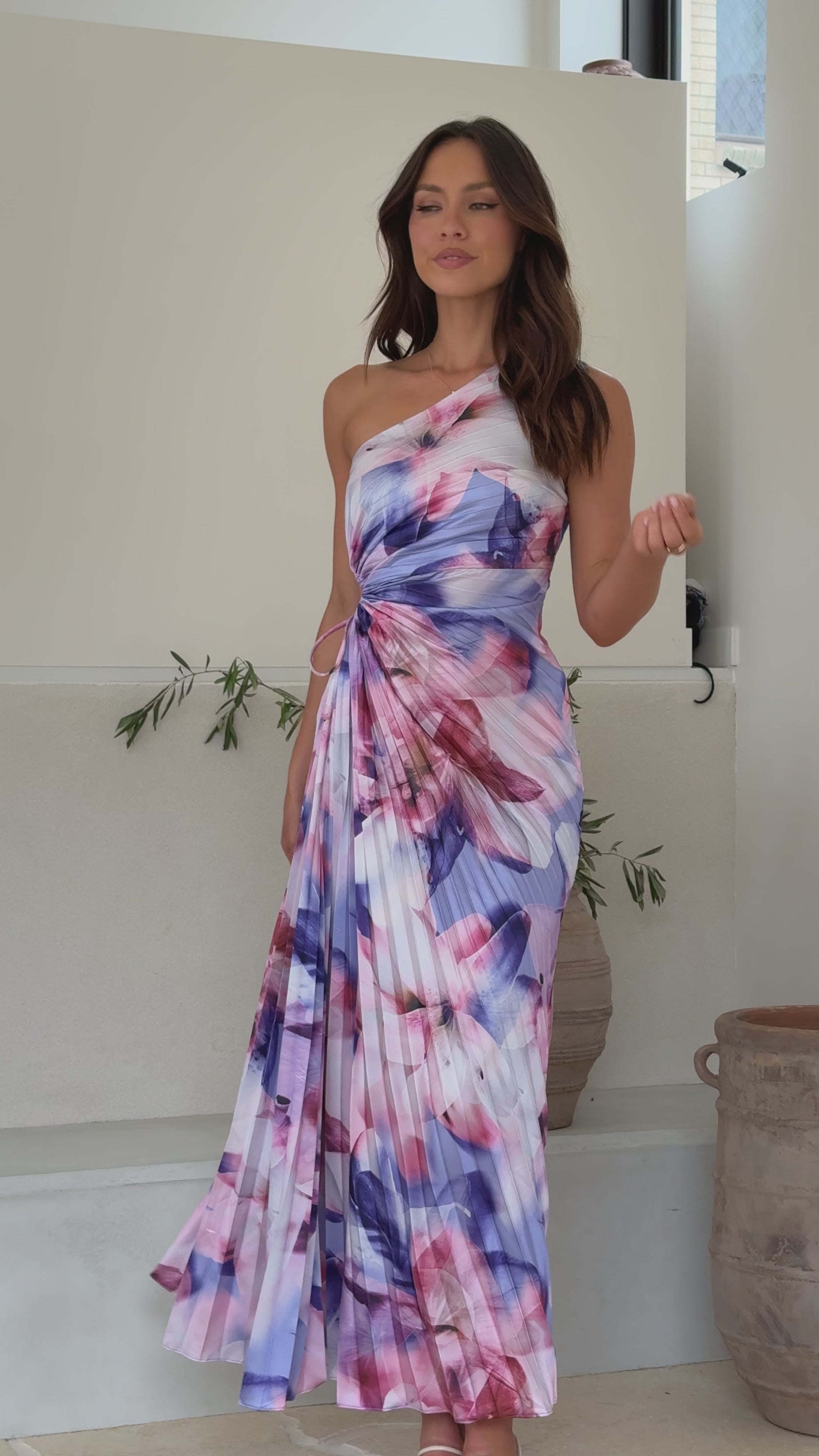 Load video: Laken Maxi Dress - Purple Print - Billy J