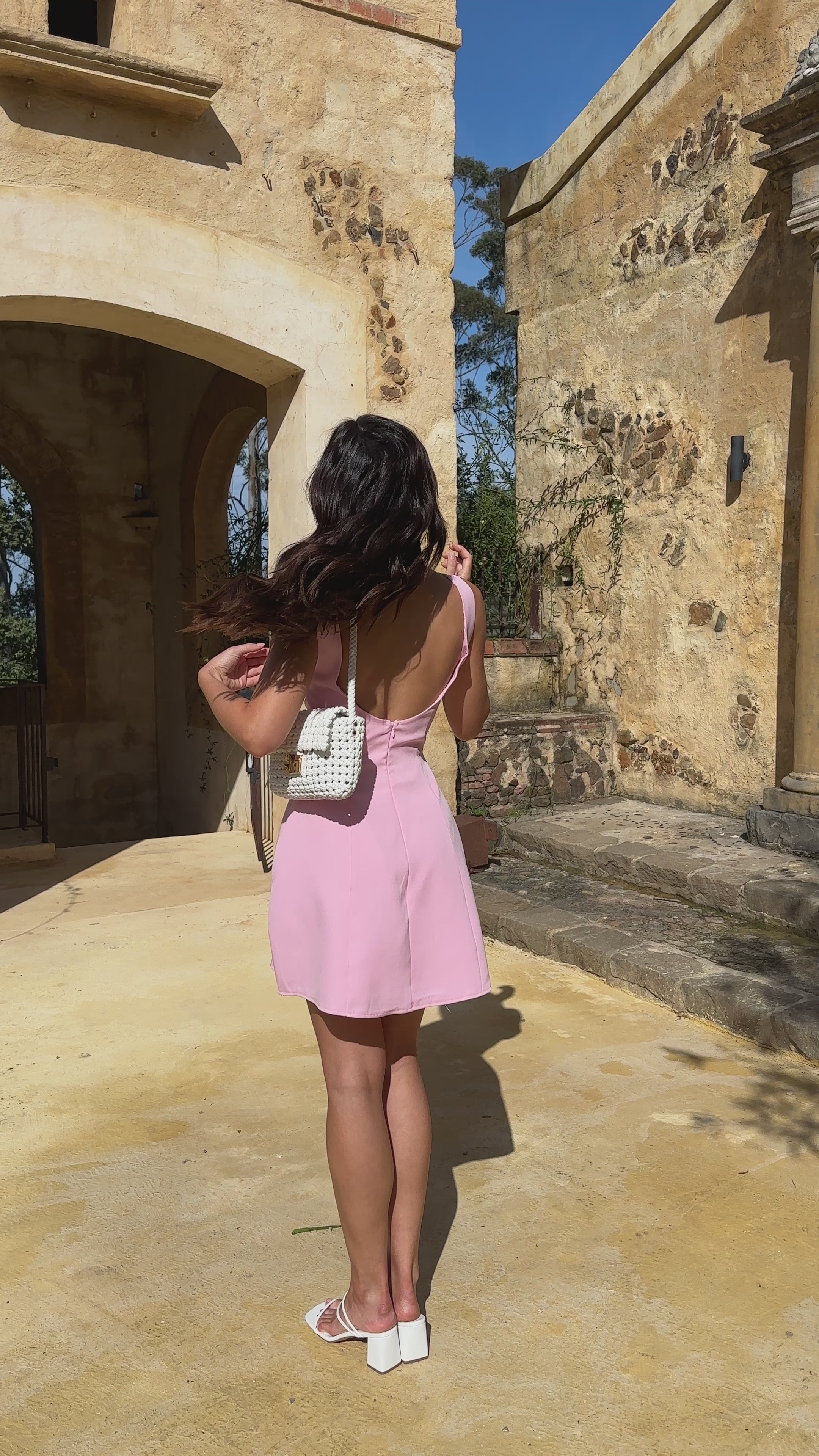 Load video: Rafiki Mini Dress - Baby Pink - Billy J