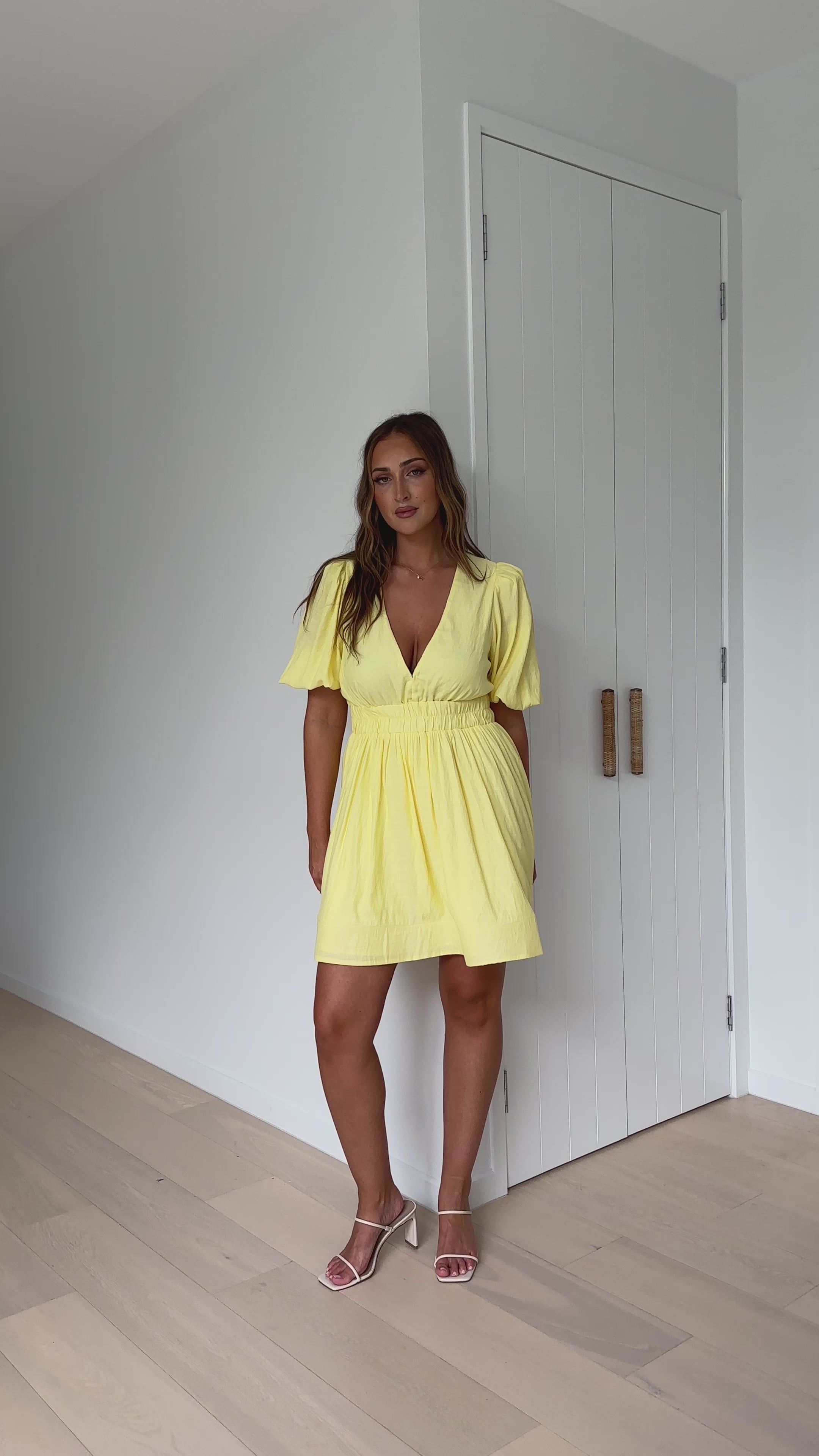Load video: Erin Mini Dress - Yellow - Billy J