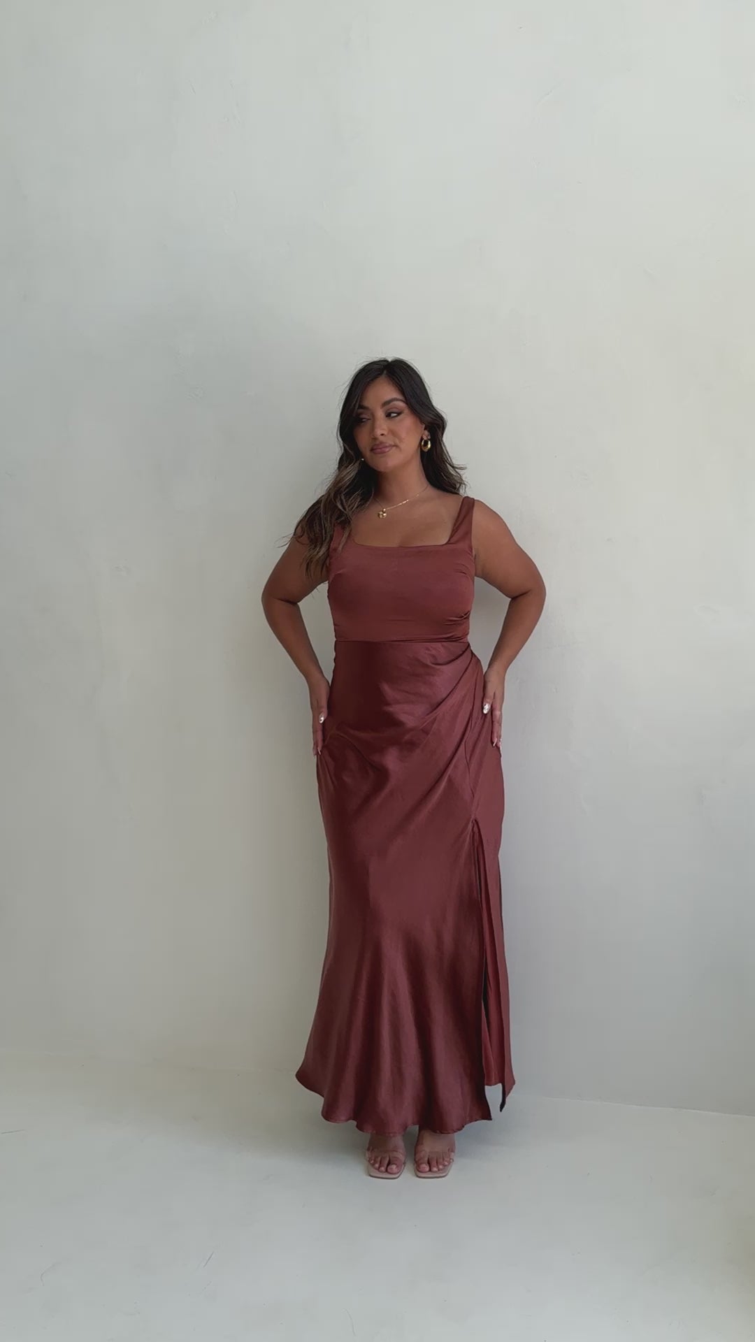 Load video: Alaria Maxi Dress - Rust - Billy J