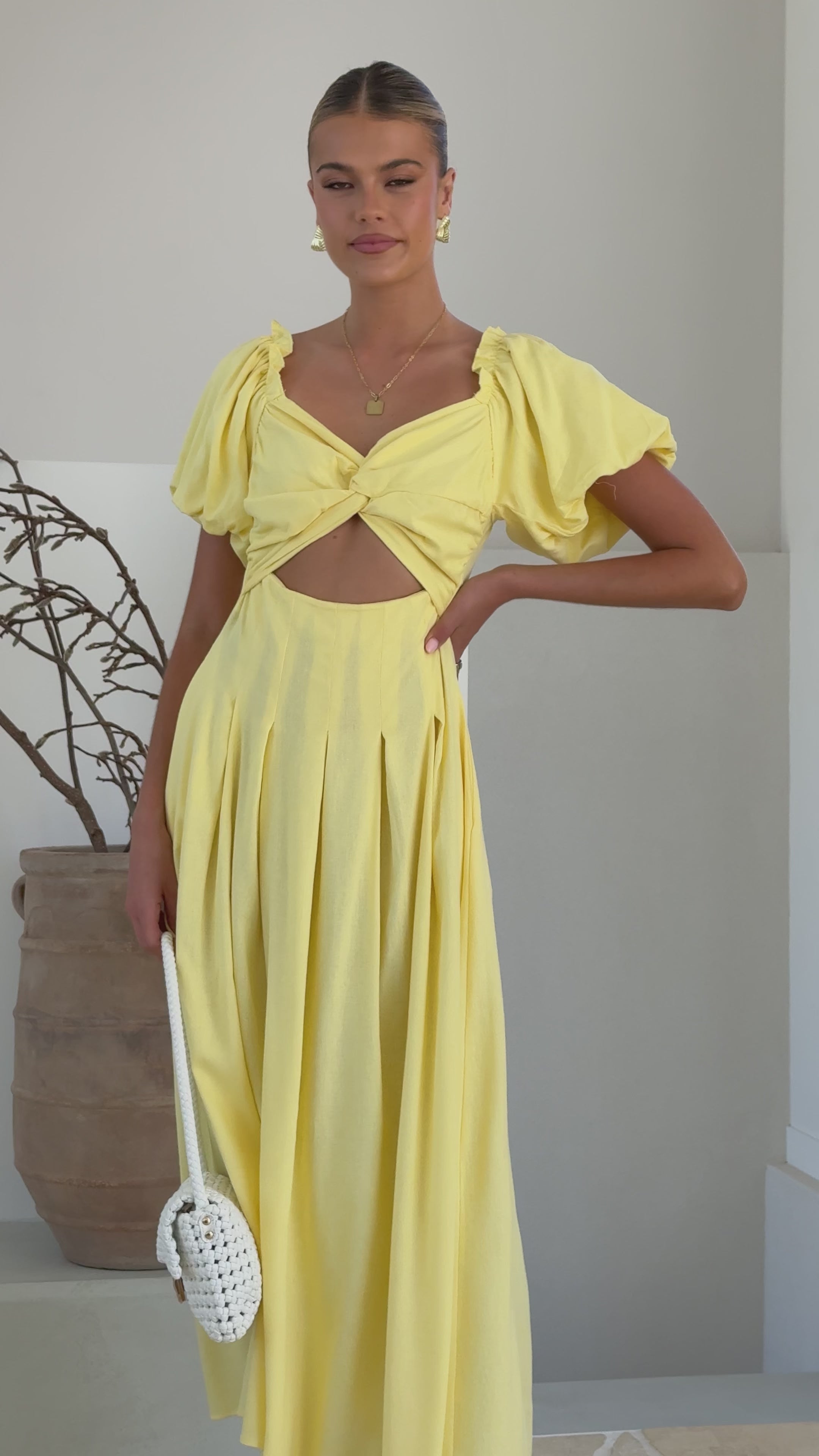 Load video: Christina Maxi Dress - Lemon - Billy J
