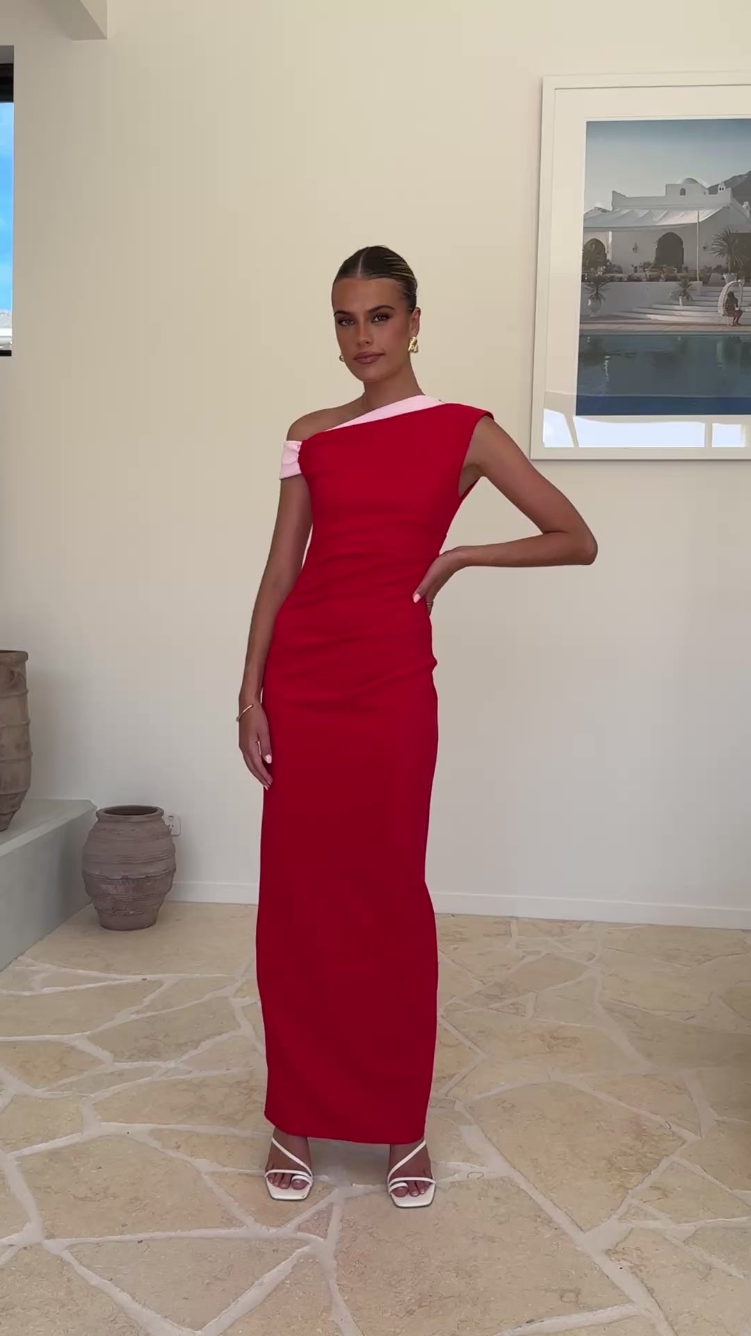 Load video: Honey Maxi Dress - Red/Pink - Billy J