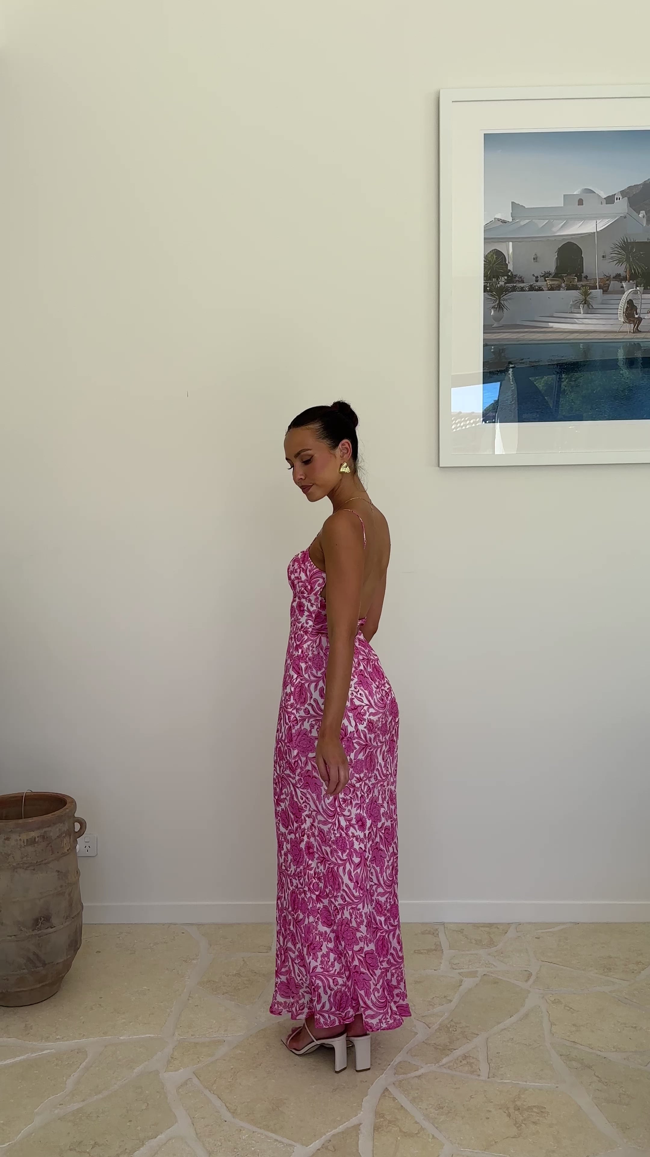 Load video: Margie Midi Dress - Pink Flower - Billy J