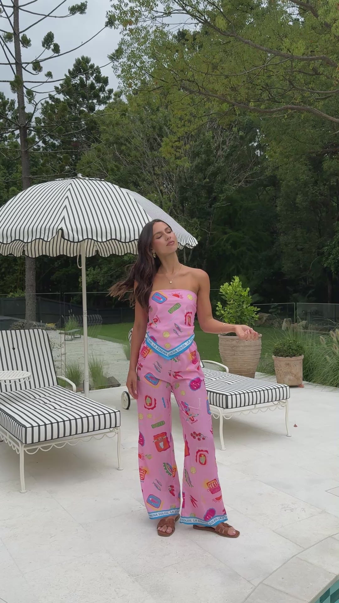Load video: La Sirena Scarf Top and Pants Set - Pink Soleil - Billy J