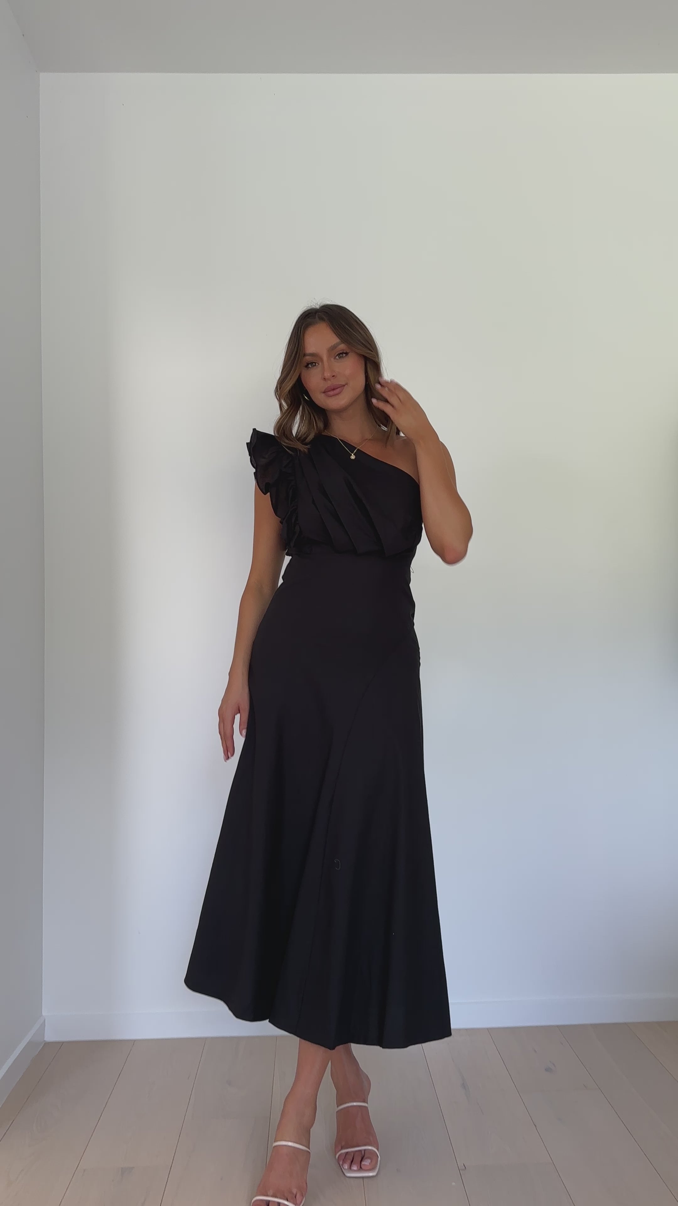 Load video: Stassie Midi Dress - Black - Billy J