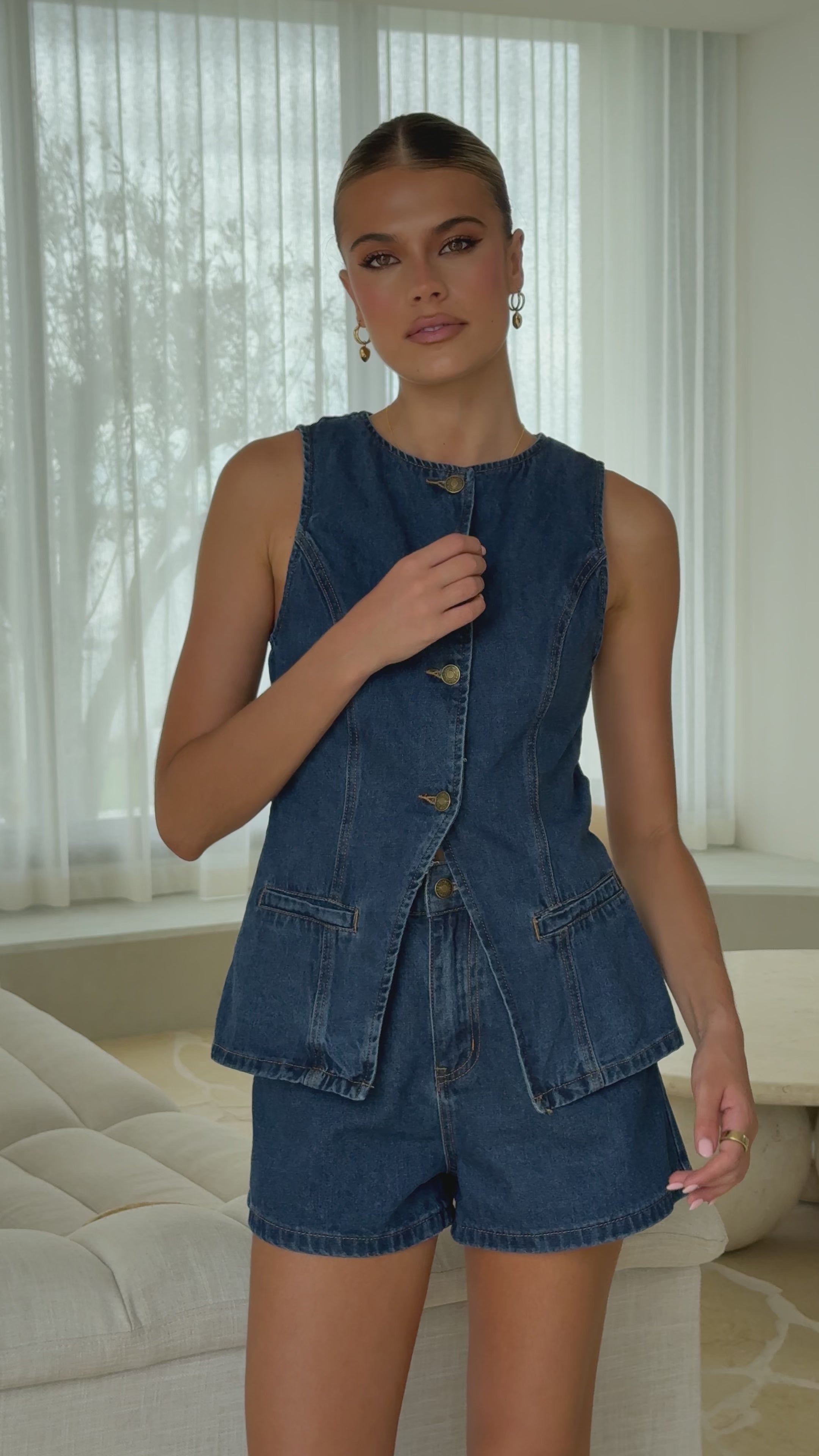 Load video: Cairo Denim Shorts - Dark Mid - Billy J