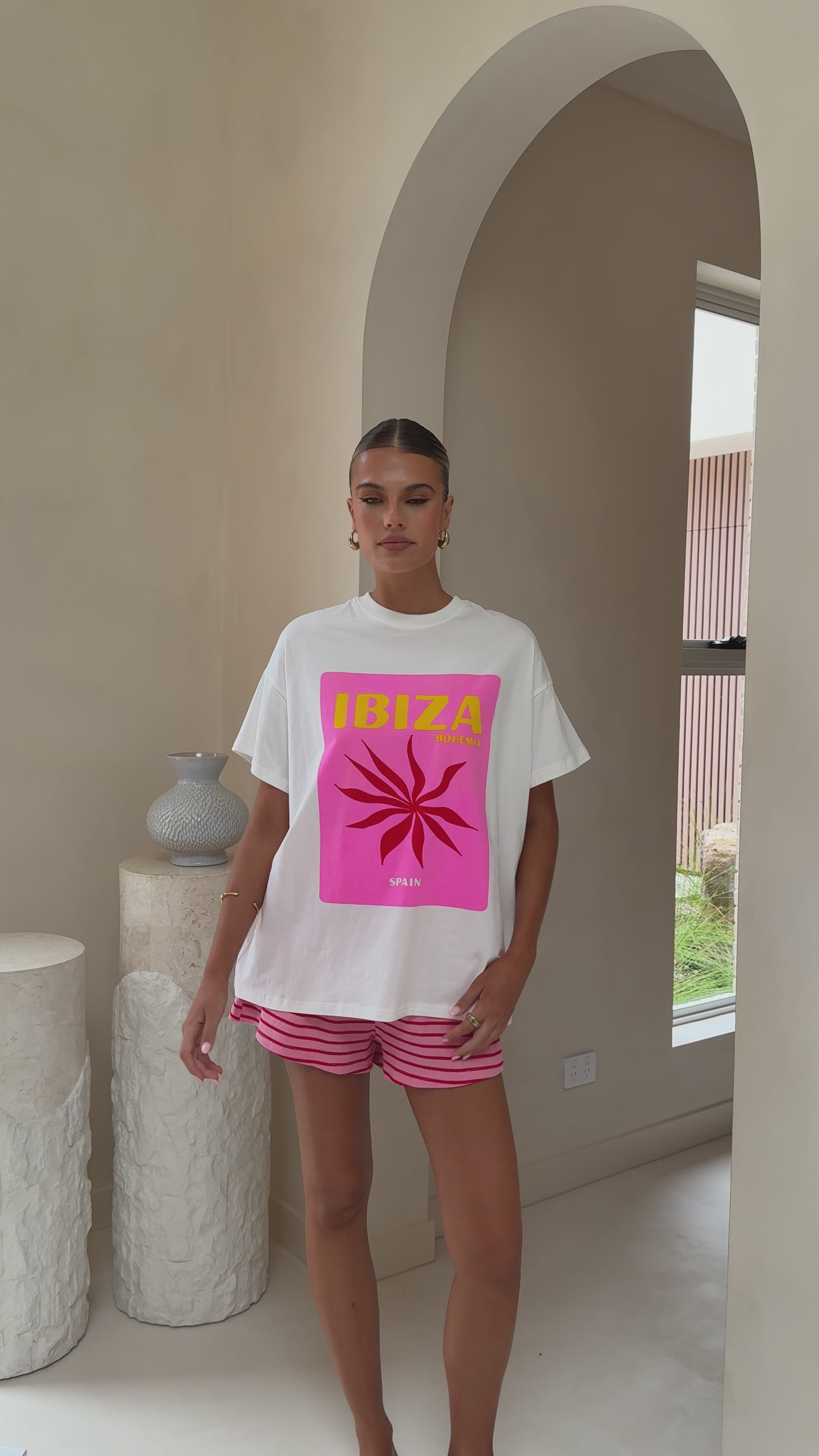 Load video: Ibiza Spain Top and Shorts Set - Pink/Red - Billy J