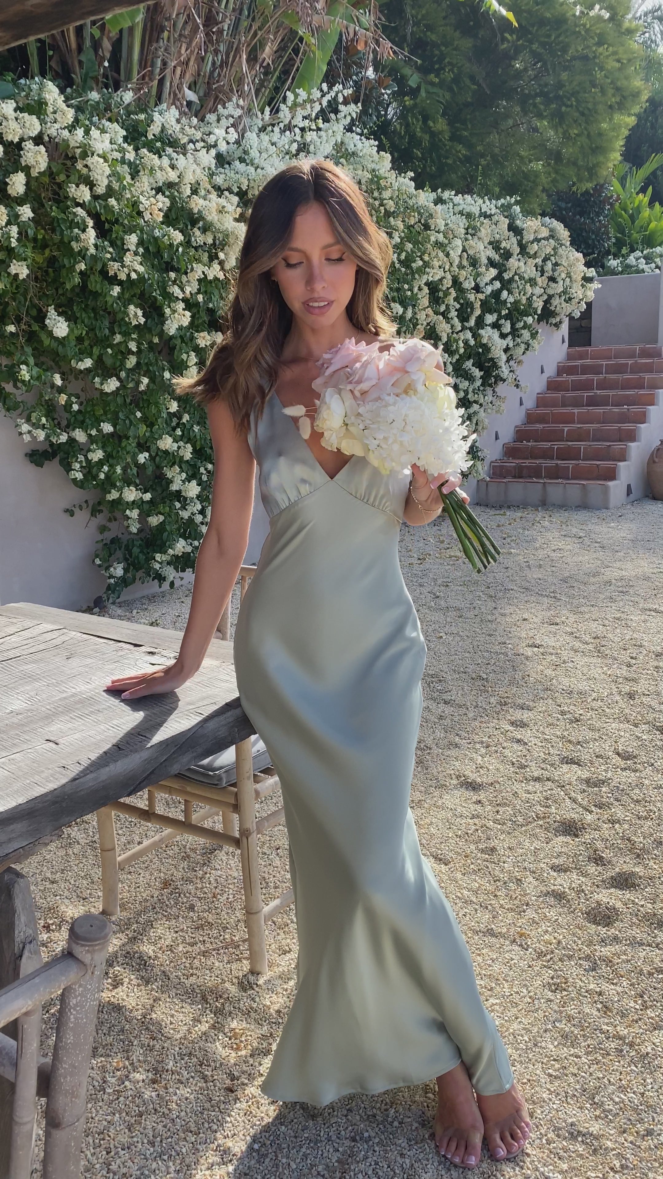 Load video: Ziah Maxi Dress - Olive - Billy J