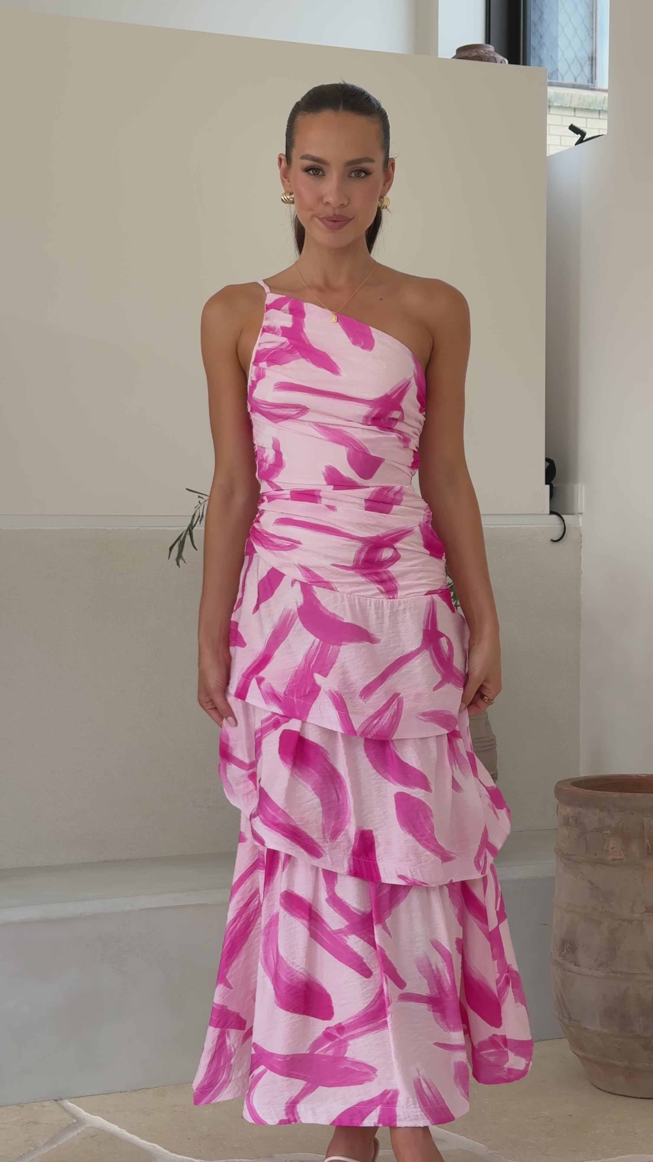 Load video: Nalani Maxi Dress - Pink Print - Billy J