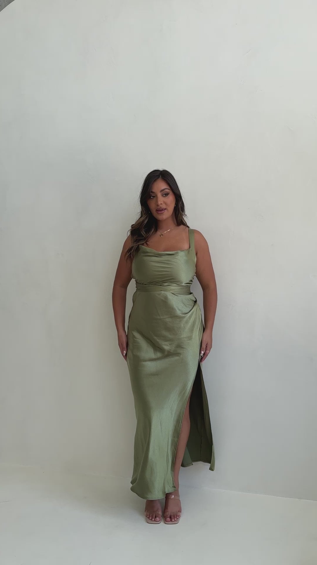 Load video: Zendaya Maxi Dress - Olive - Billy J