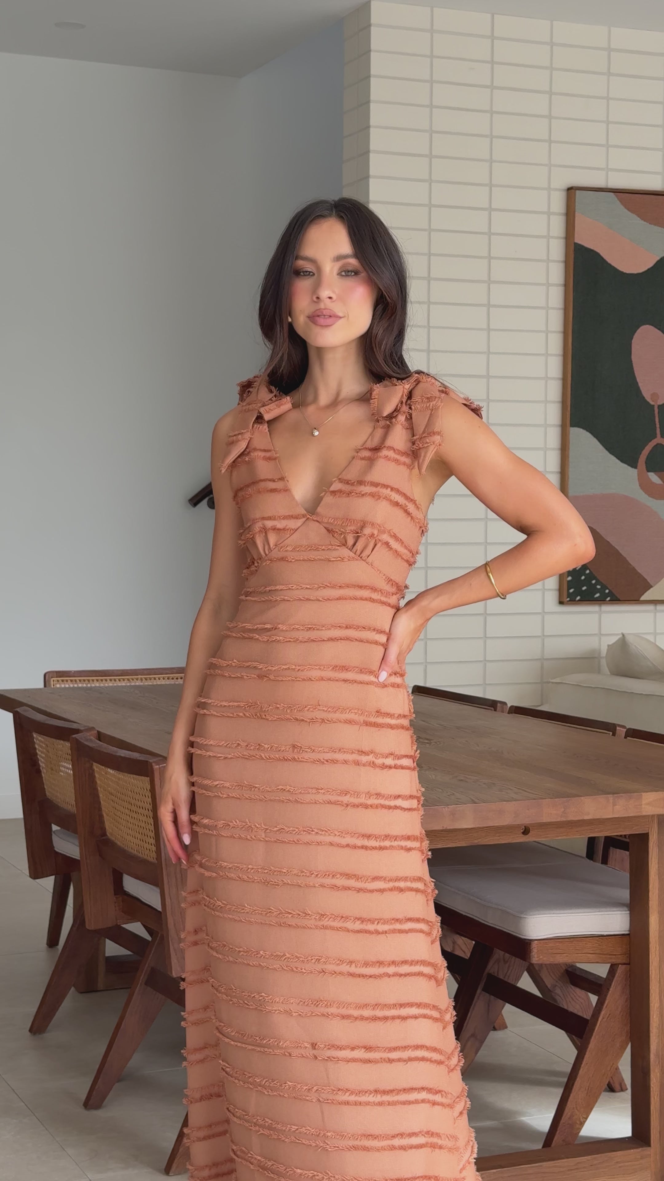 Load video: Dela Maxi Dress - Chocolate - Billy J