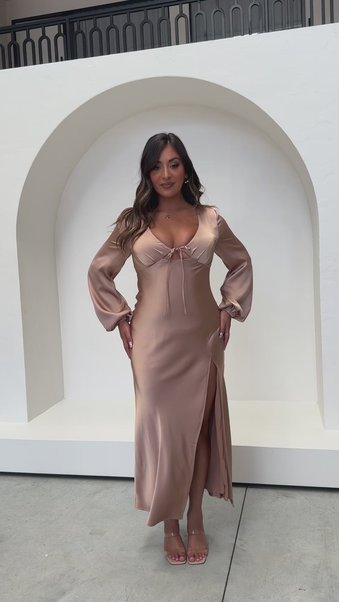 Load video: Brigitte Maxi Dress - Latte - Billy J