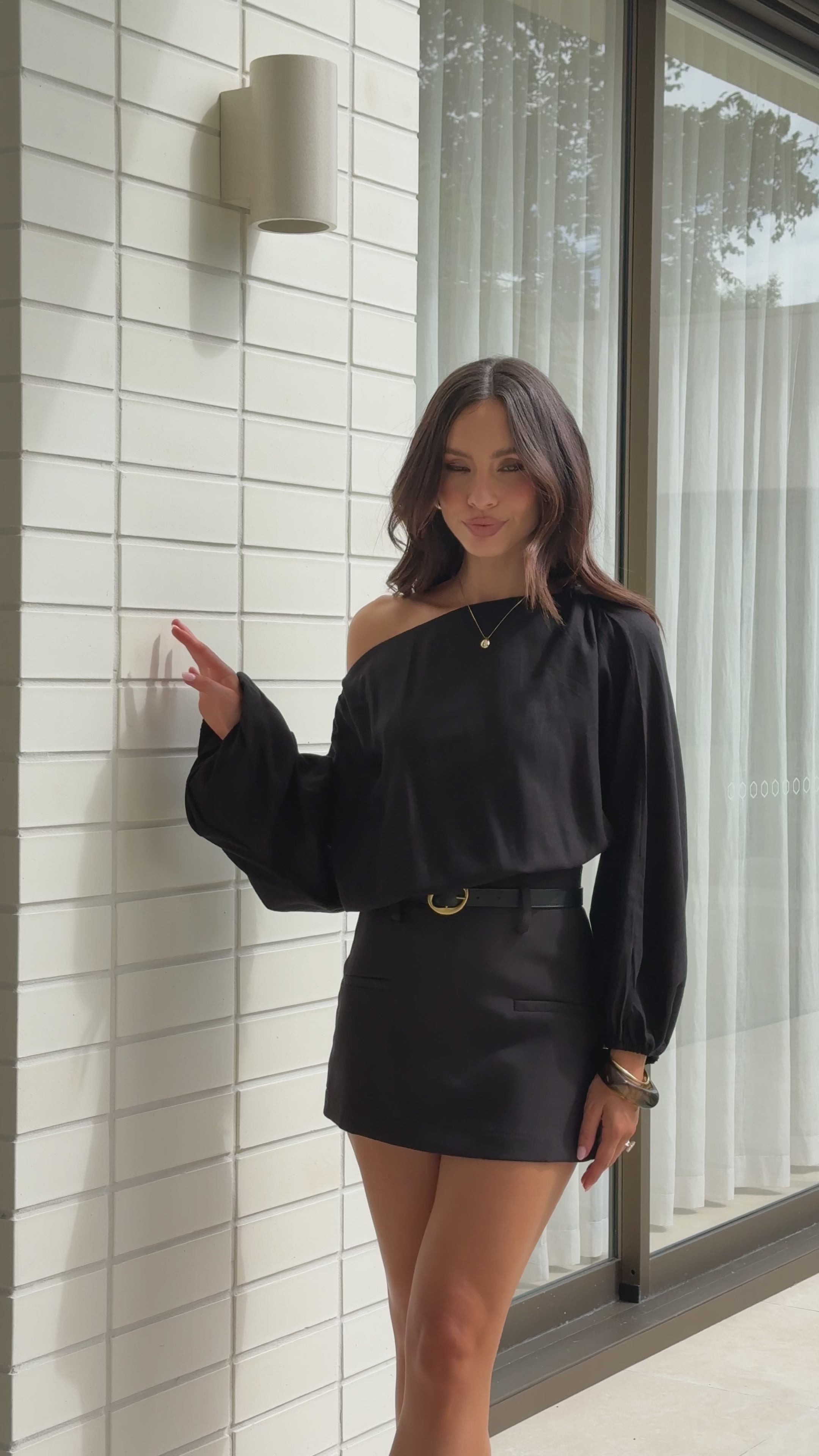 Load video: Katara Off Shoulder Top - Black - Billy J