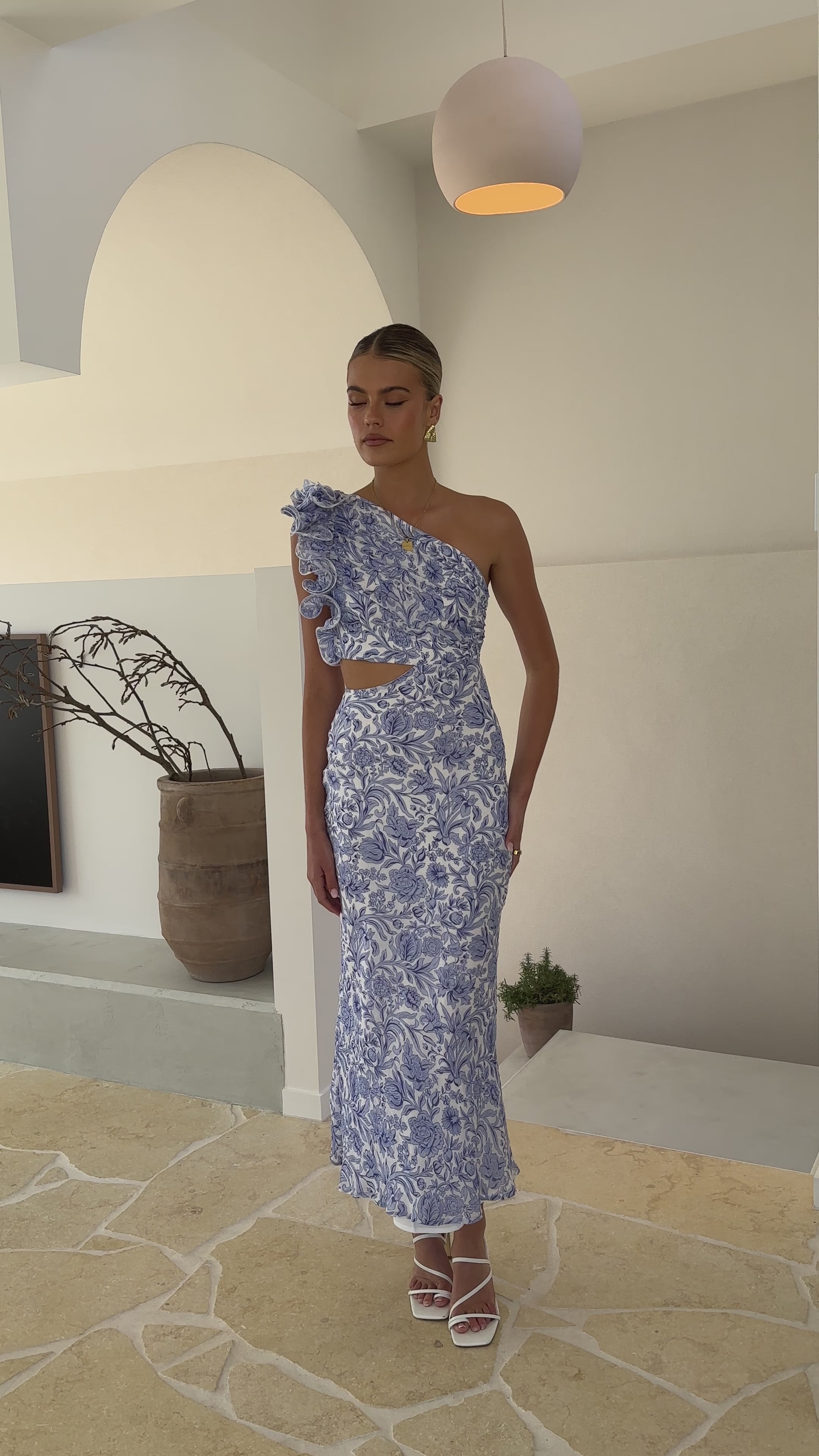 Load video: Amina Maxi Dress - Blue Floral - Billy J