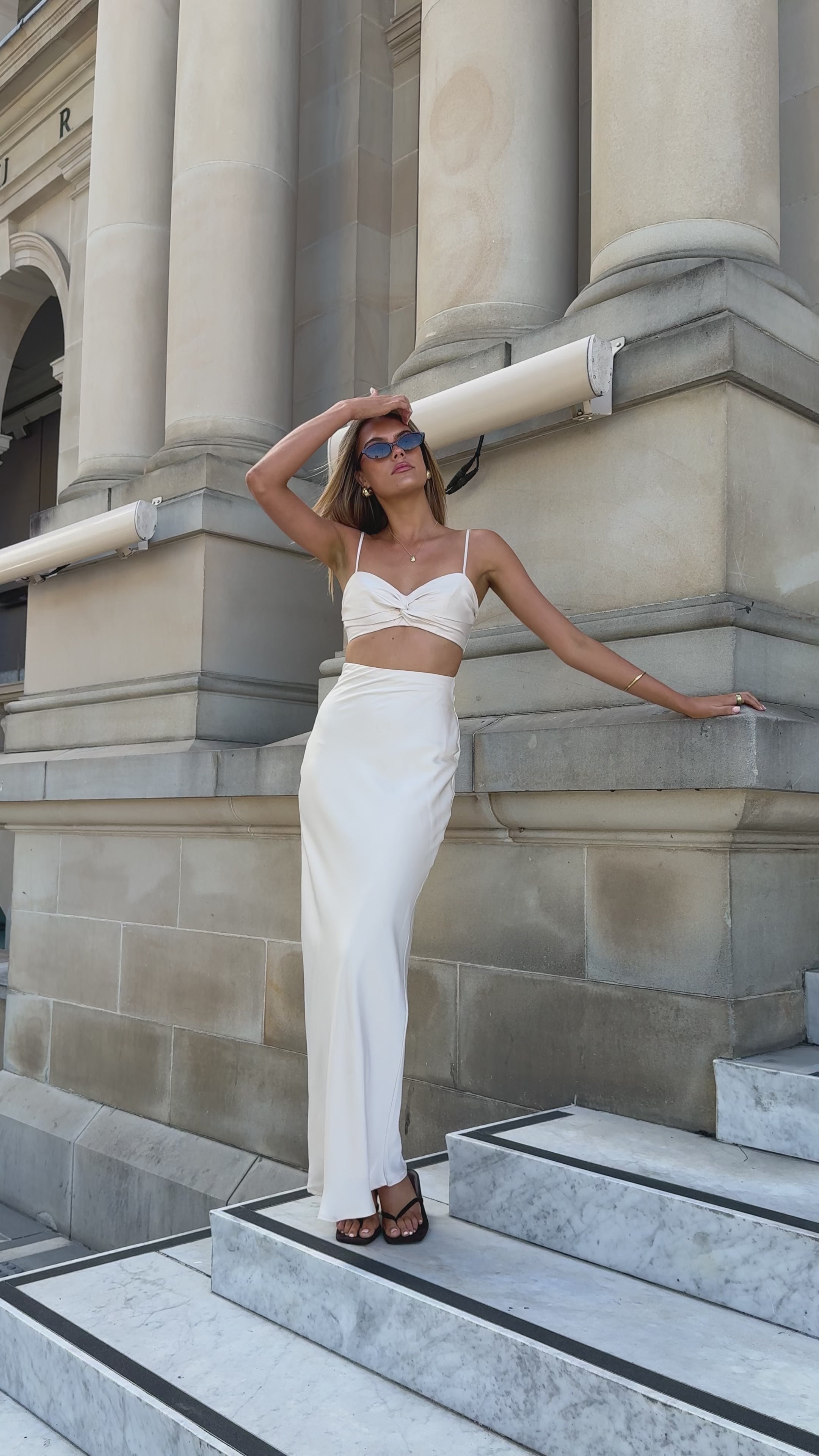 Load video: Chi Crop Top - Ivory - Billy J