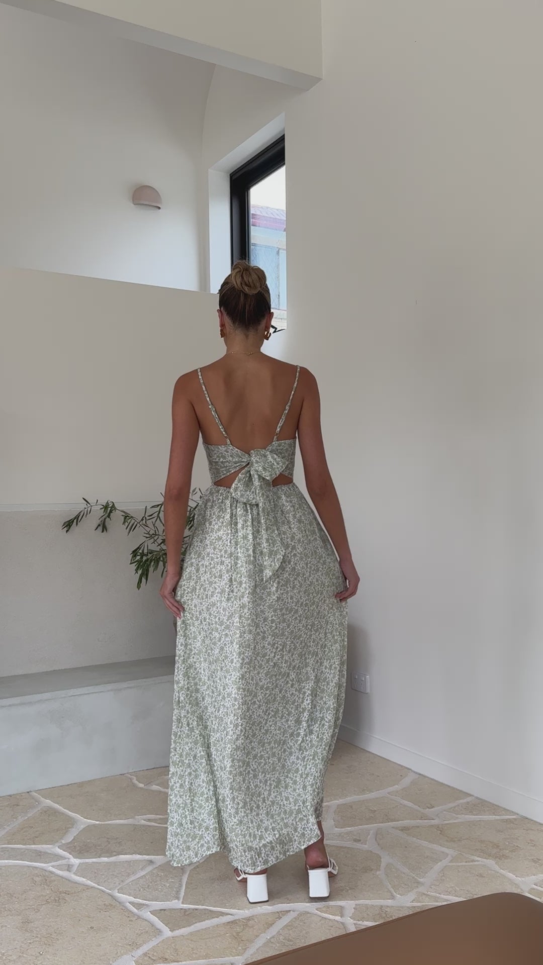Load video: Azura Maxi Dress - Green Floral - Billy J