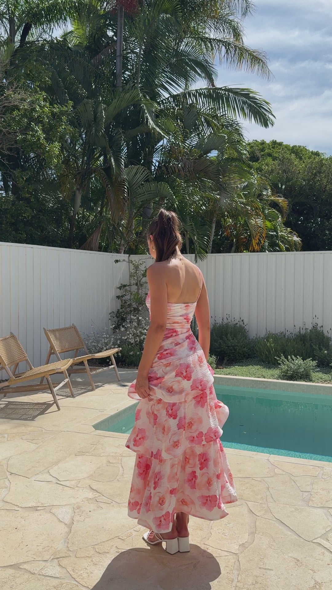 Load video: Nalani Maxi Dress - Orange / Pink Print - Billy J